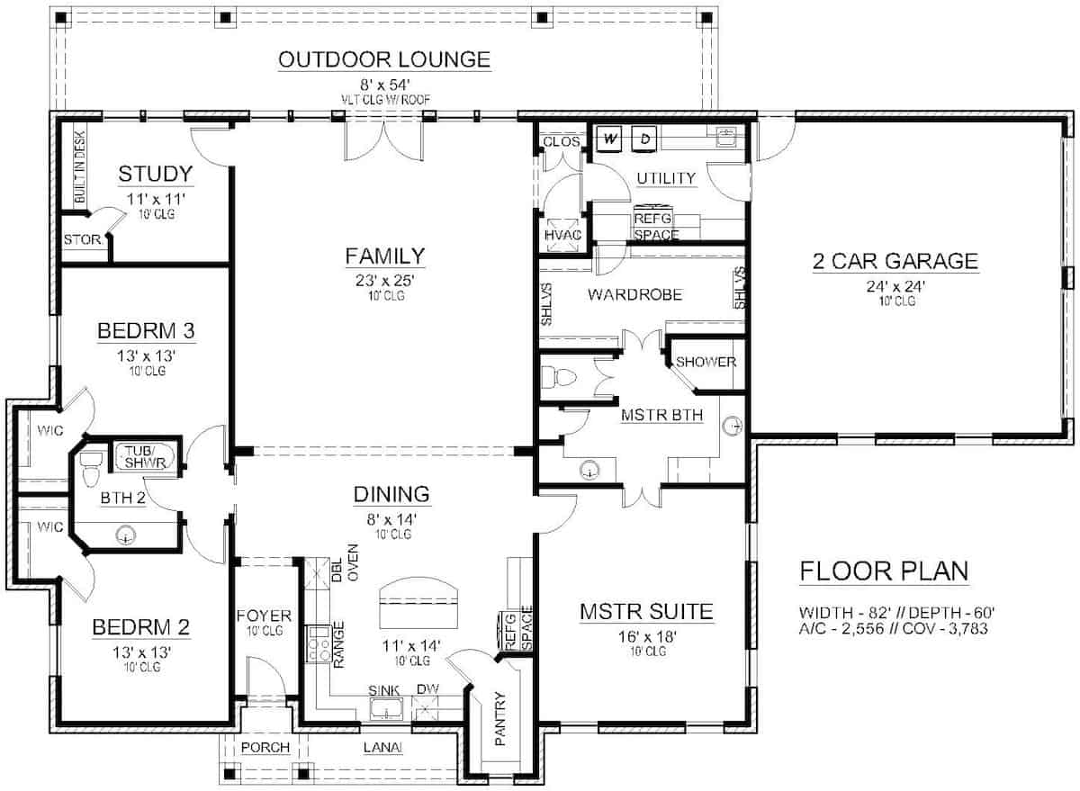 Main Level of Ranch Plan #195-1303