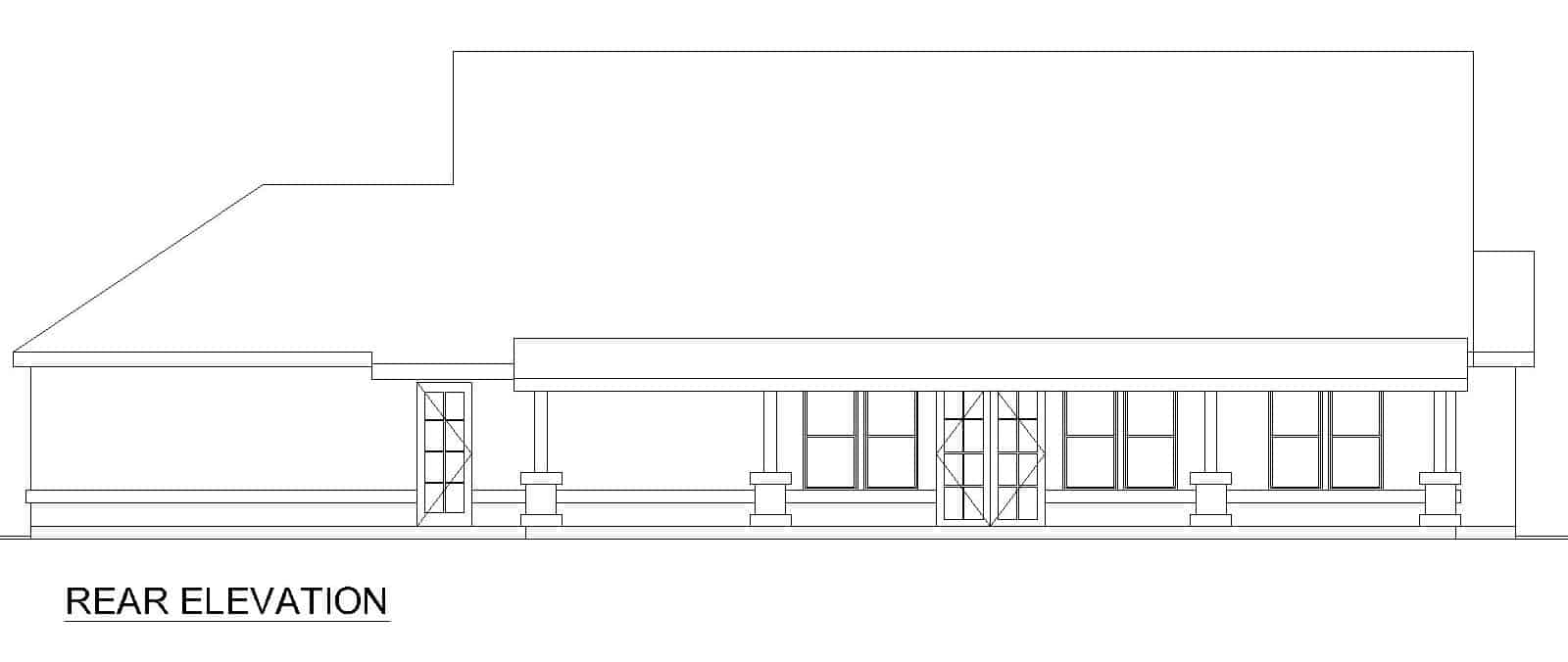 Home Plan Rear Elevation of this 3-Bedroom,2556 Sq Ft Plan -195-1303