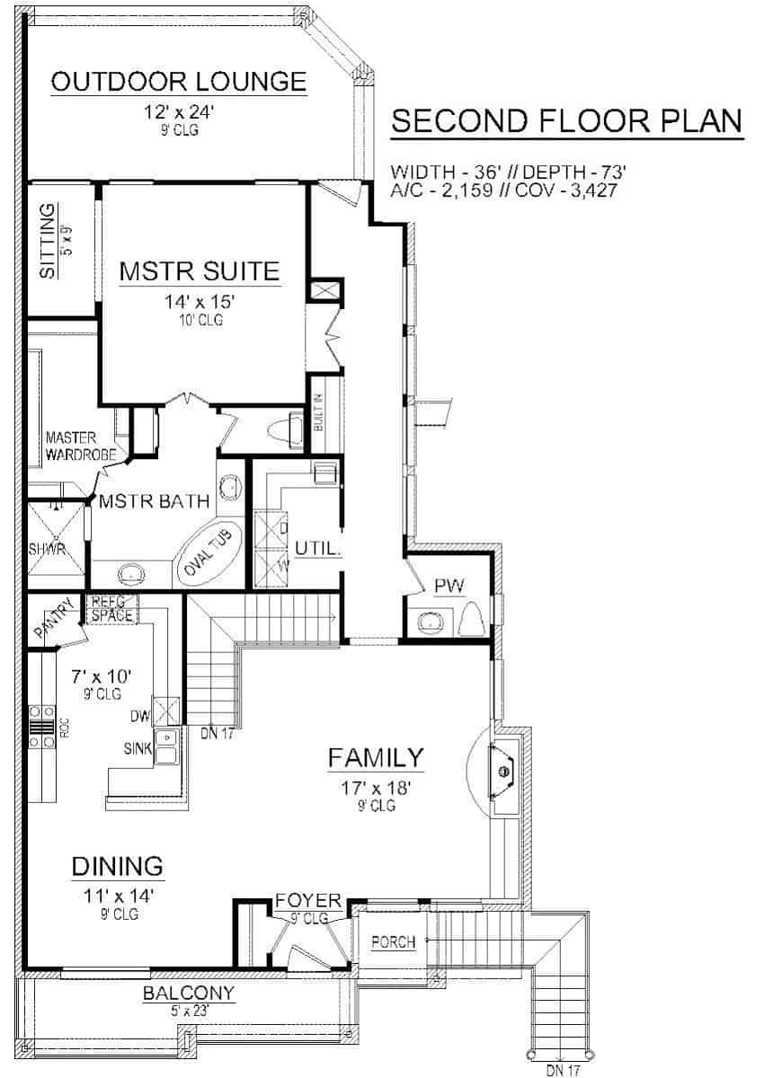 Upper Level of Farmhouse Plan #195-1305