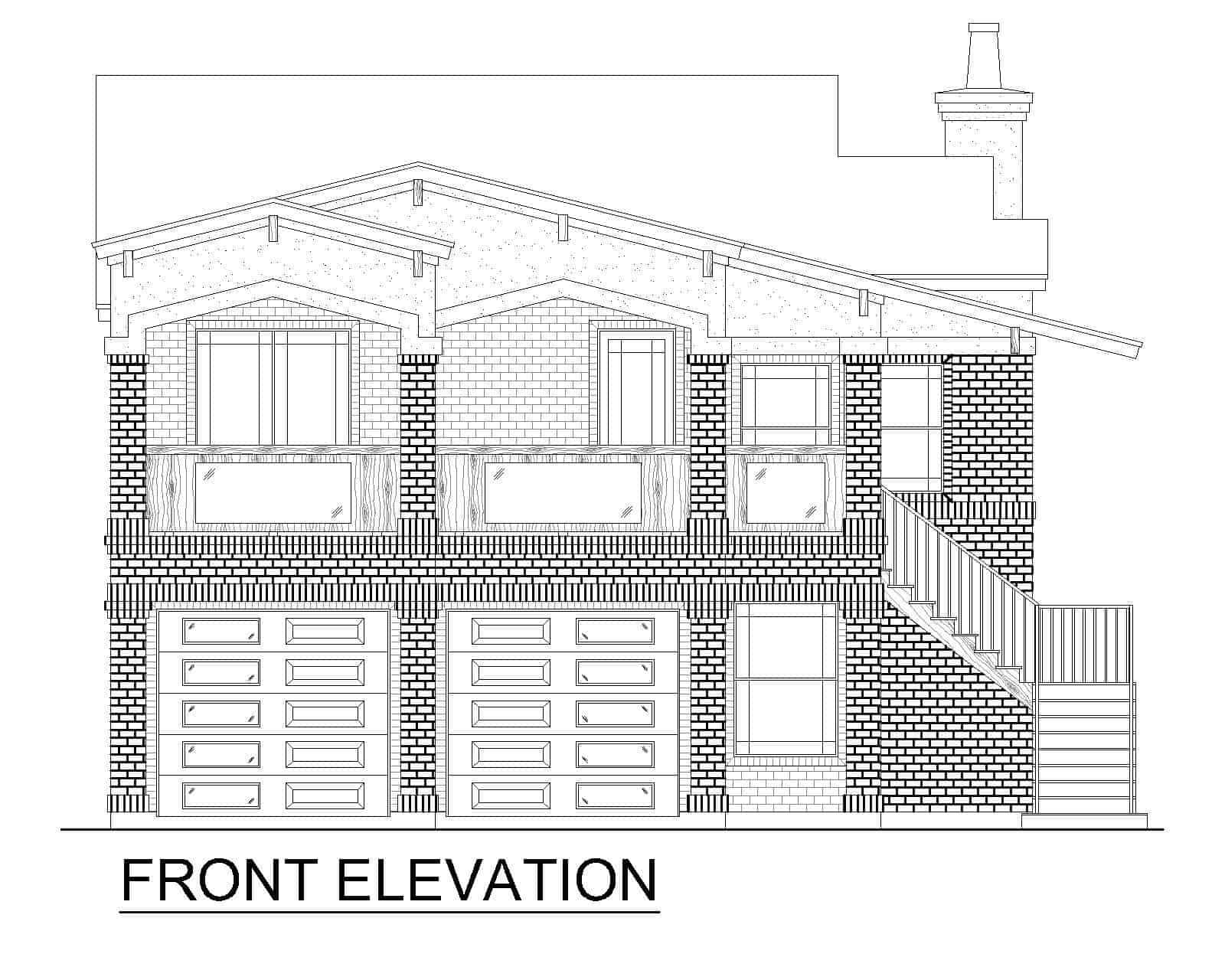 Home Plan Front Elevation of this 3-Bedroom,2159 Sq Ft Plan -195-1305