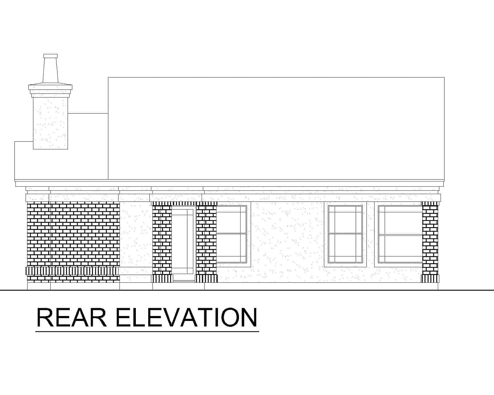 Home Plan Rear Elevation of this 3-Bedroom,2159 Sq Ft Plan -195-1305