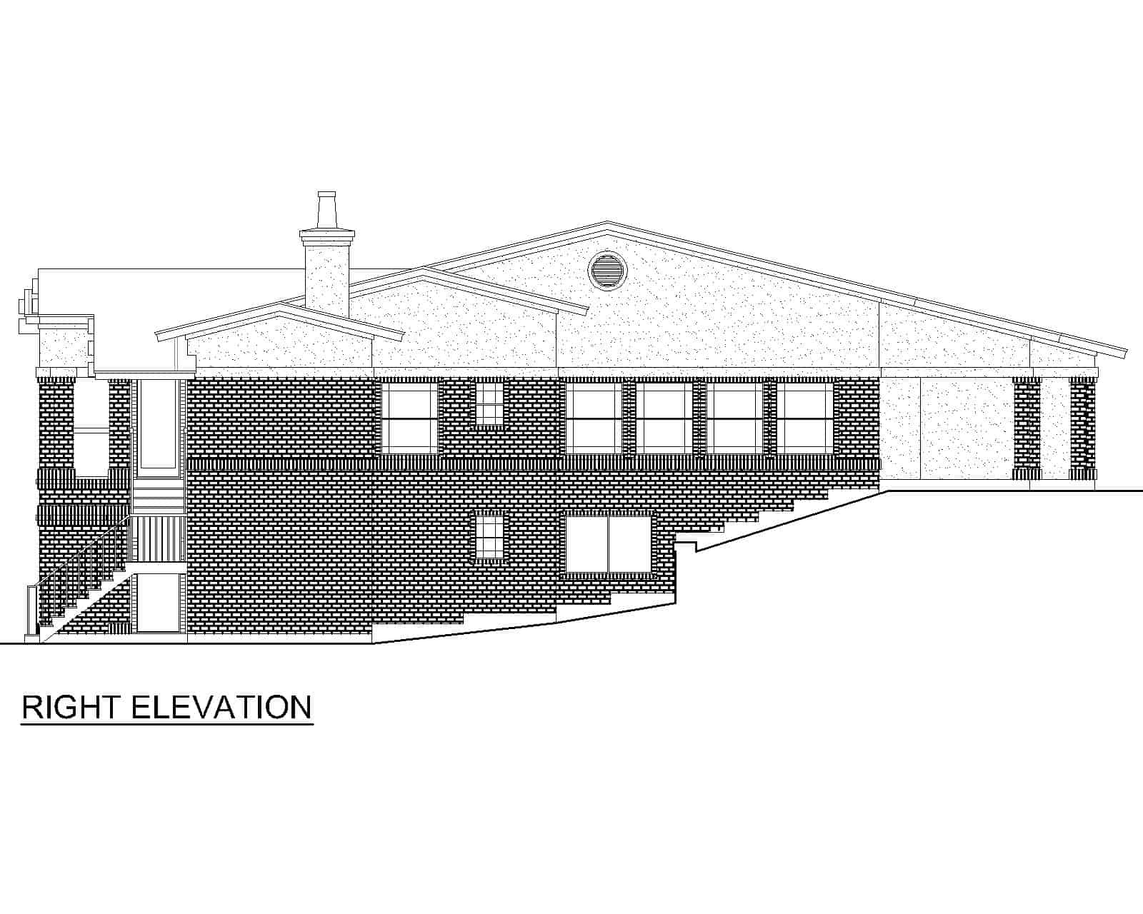 Home Plan Right Elevation of this 3-Bedroom,2159 Sq Ft Plan -195-1305