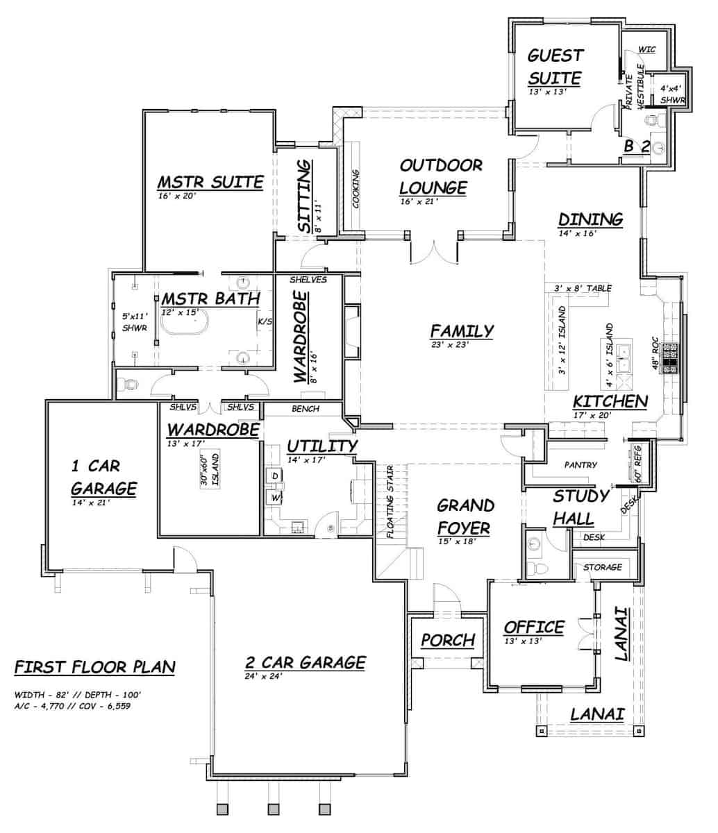 Main Level of Contemporary Plan #195-1306