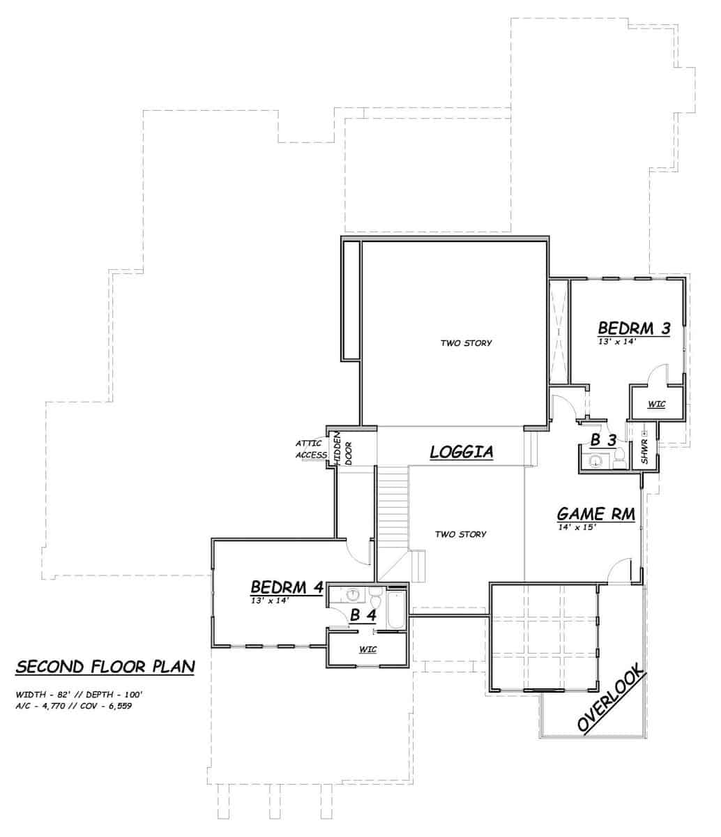 Upper Level of Contemporary Plan #195-1306