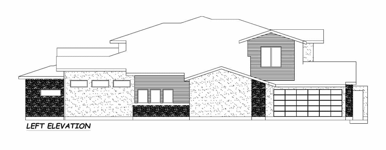 Home Plan Left Elevation of this 4-Bedroom,4770 Sq Ft Plan -195-1306