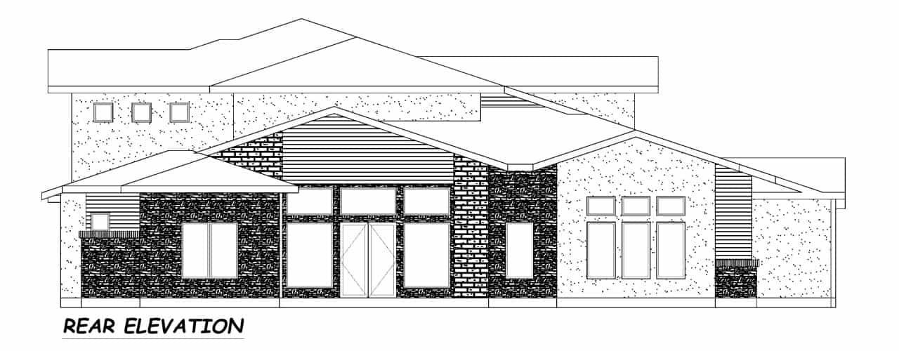 Home Plan Rear Elevation of this 4-Bedroom,4770 Sq Ft Plan -195-1306