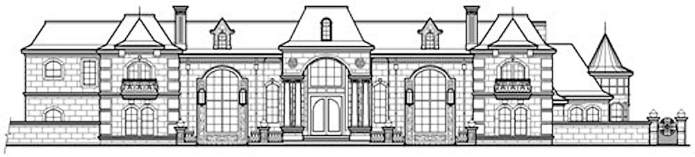 Home Plan Front Elevation of this 5-Bedroom,12720 Sq Ft Plan -195-1307