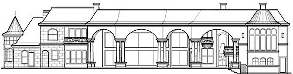 Home Plan Rear Elevation of this 5-Bedroom,12720 Sq Ft Plan -195-1307