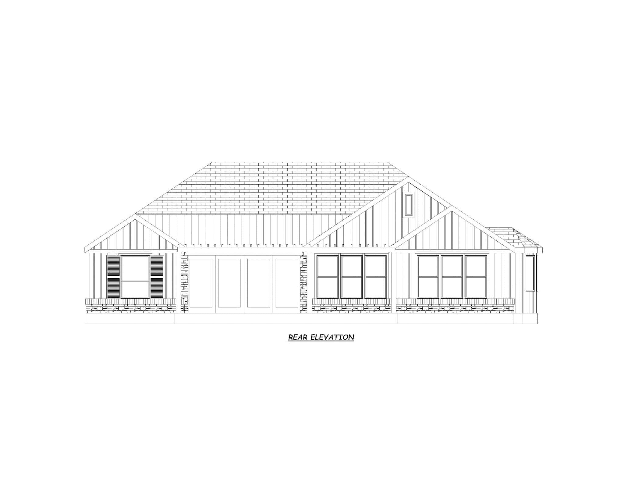 Home Plan Rear Elevation of this 3-Bedroom,2294 Sq Ft Plan -195-1308