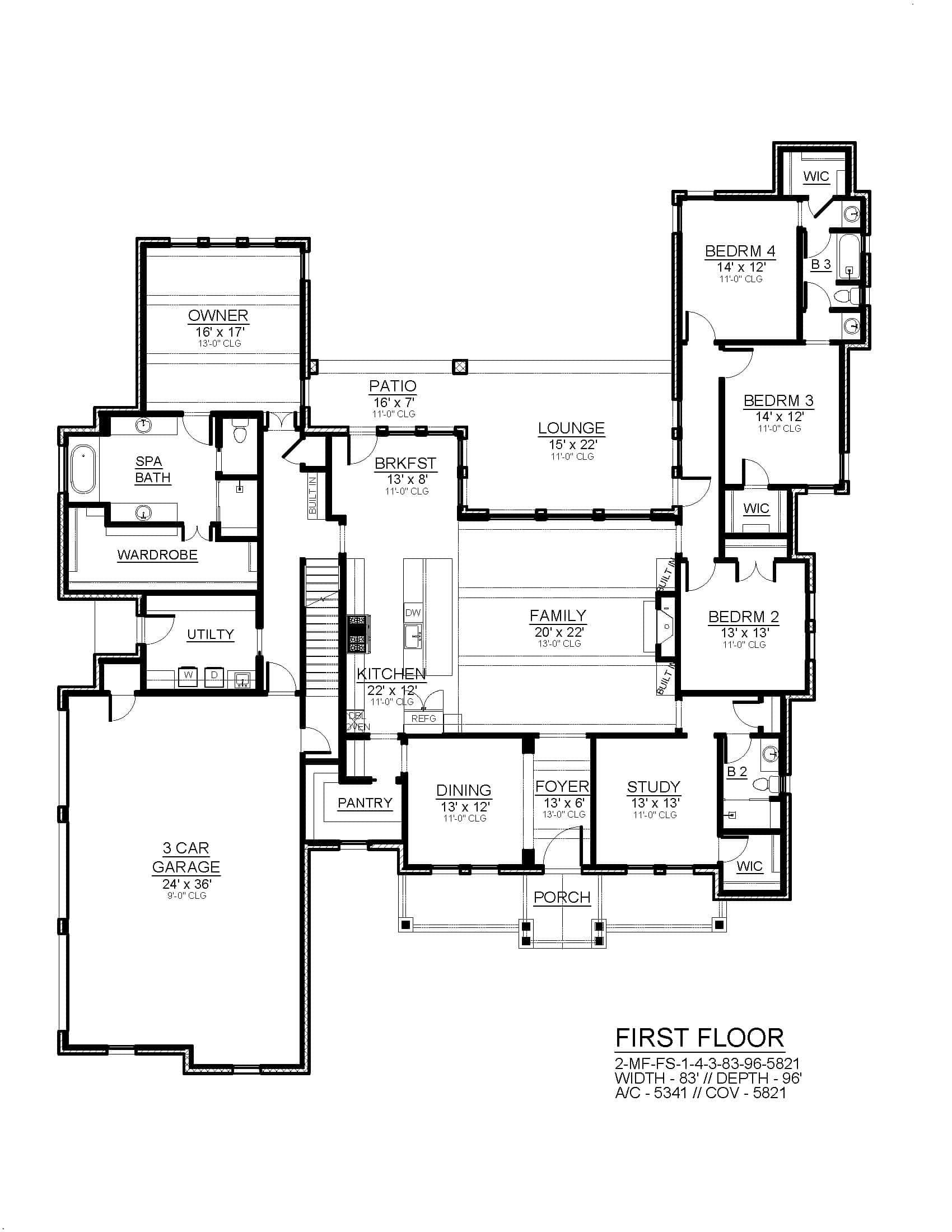 Main Level of Contemporary Plan #195-1309