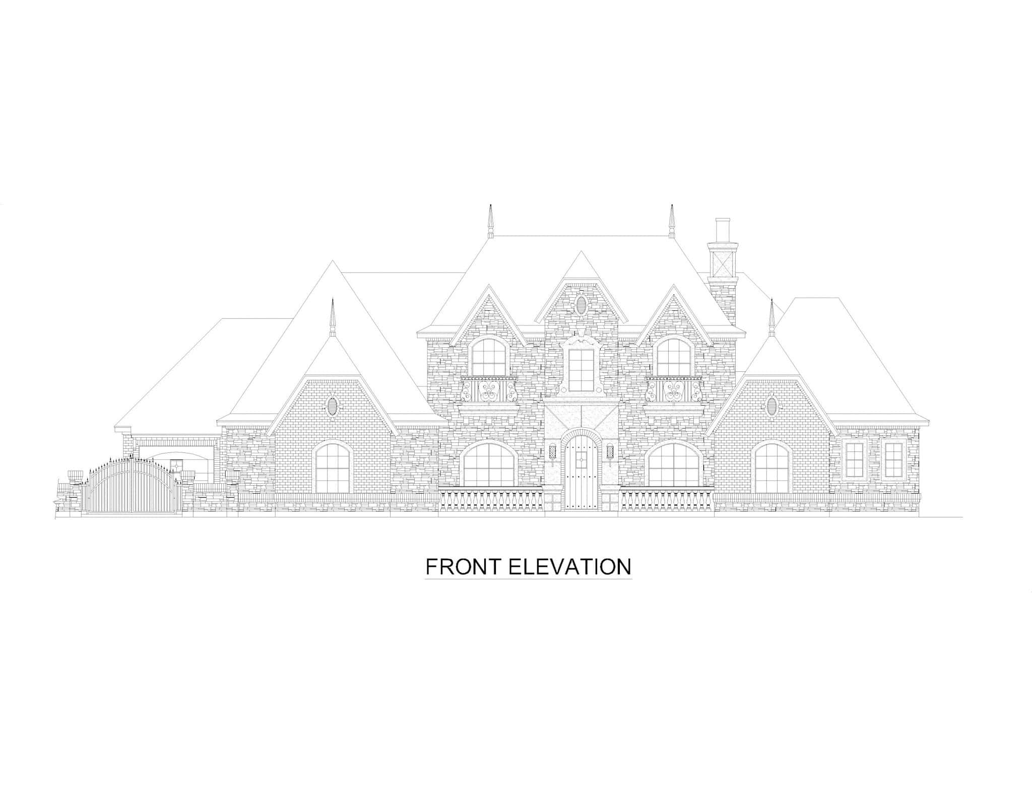 Home Plan Front Elevation of this 5-Bedroom,4182 Sq Ft Plan -195-1312