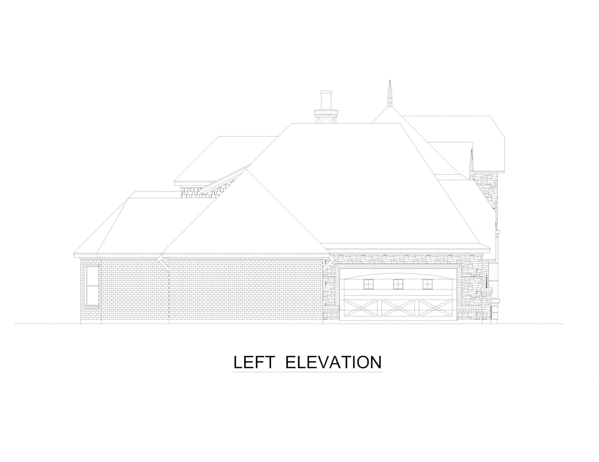 Home Plan Left Elevation of this 5-Bedroom,4182 Sq Ft Plan -195-1312
