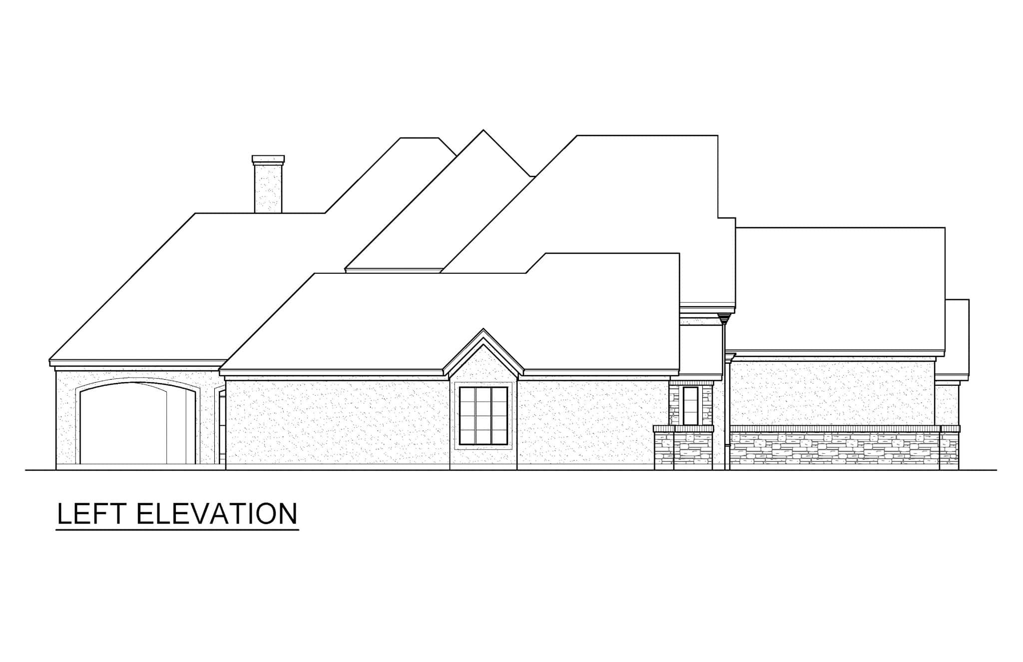 Home Plan Left Elevation of this 4-Bedroom,4416 Sq Ft Plan -195-1313