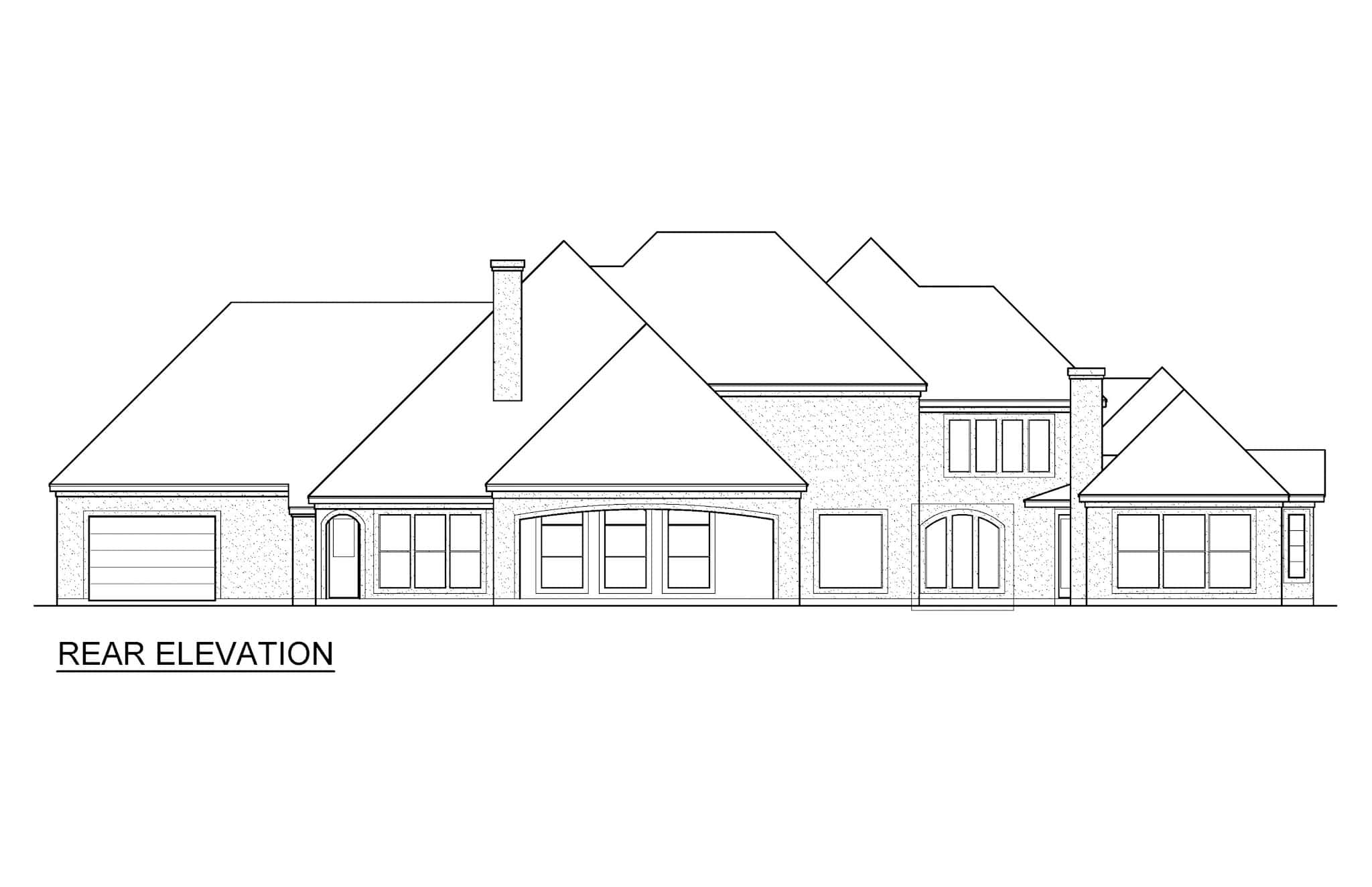 Home Plan Rear Elevation of this 4-Bedroom,4416 Sq Ft Plan -195-1313