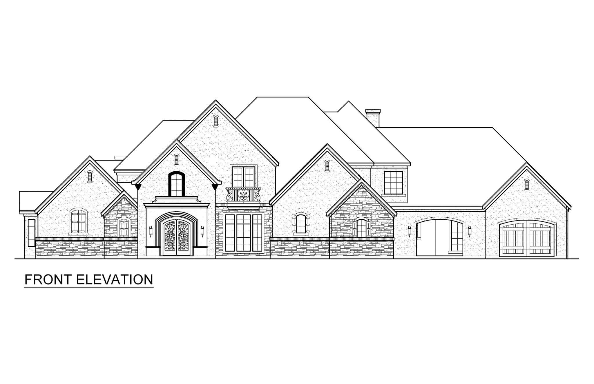 Home Plan Front Elevation of this 4-Bedroom,4416 Sq Ft Plan -195-1313