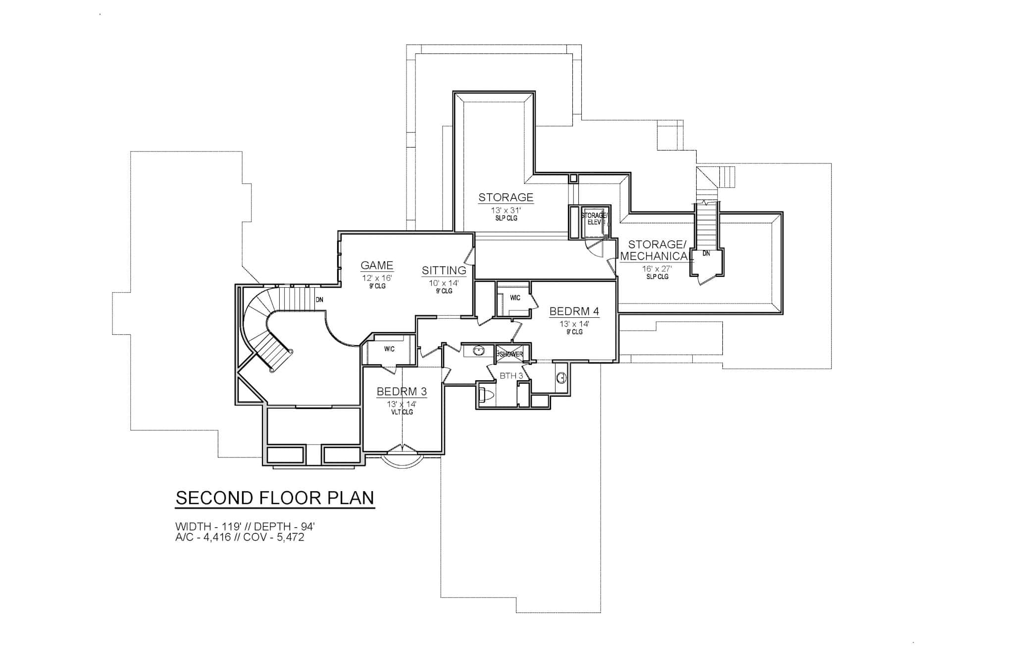 Upper Level of Tuscan Plan #195-1313