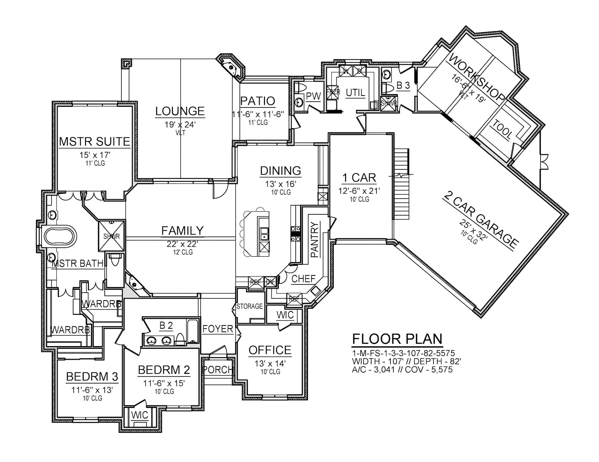 Main Level of Southern Plan #195-1314
