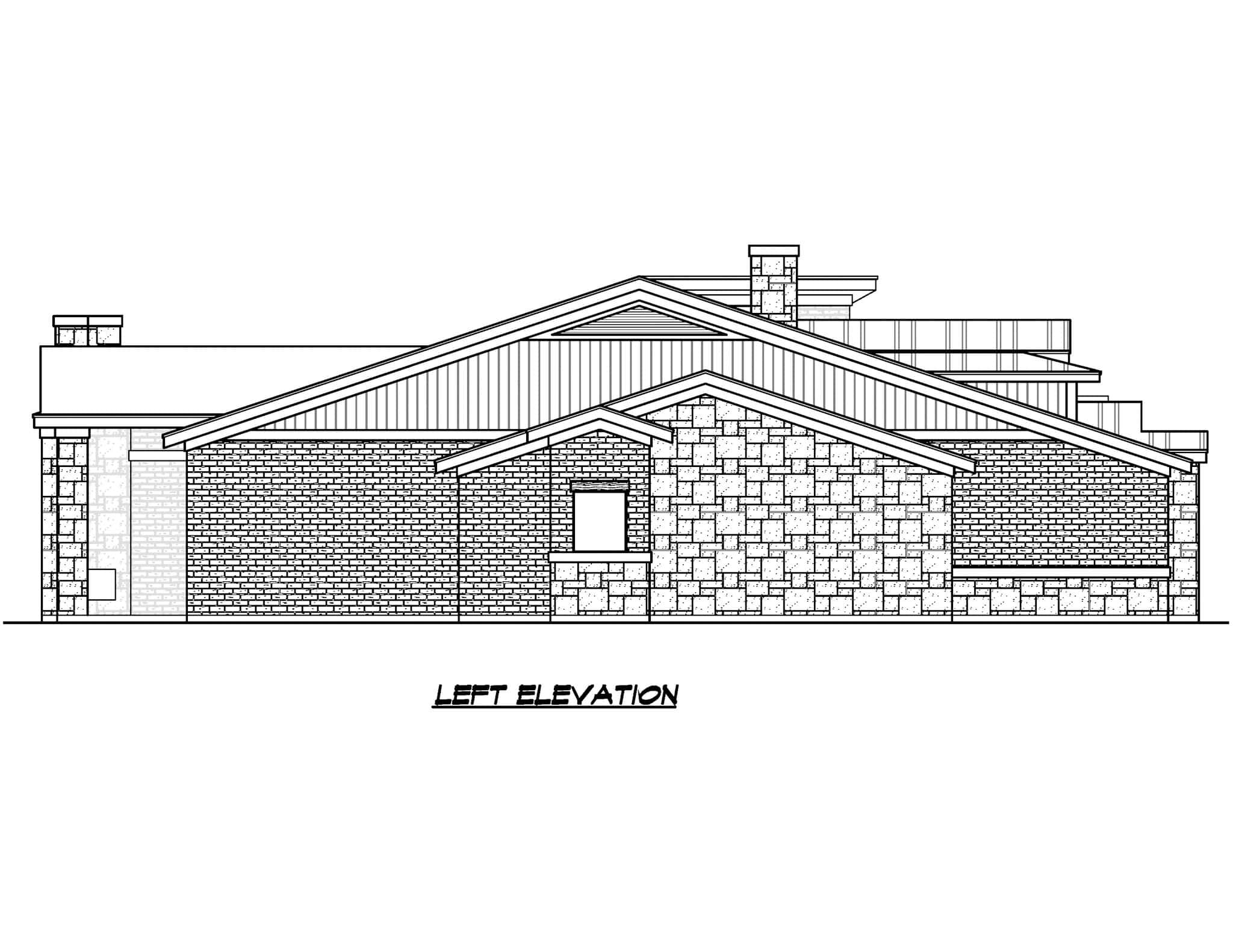 Home Plan Left Elevation of this 3-Bedroom,3041 Sq Ft Plan -195-1314