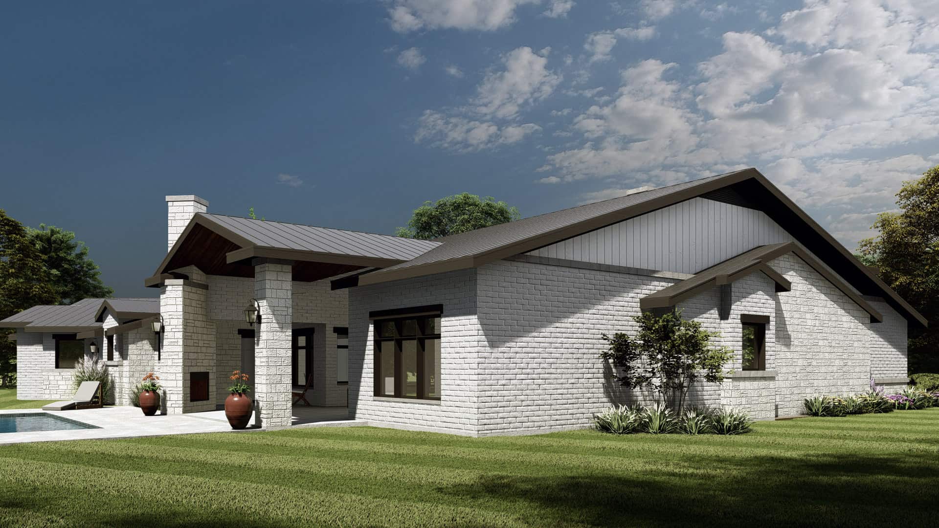 Rear View of this 3-Bedroom,3041 Sq Ft Plan -195-1314
