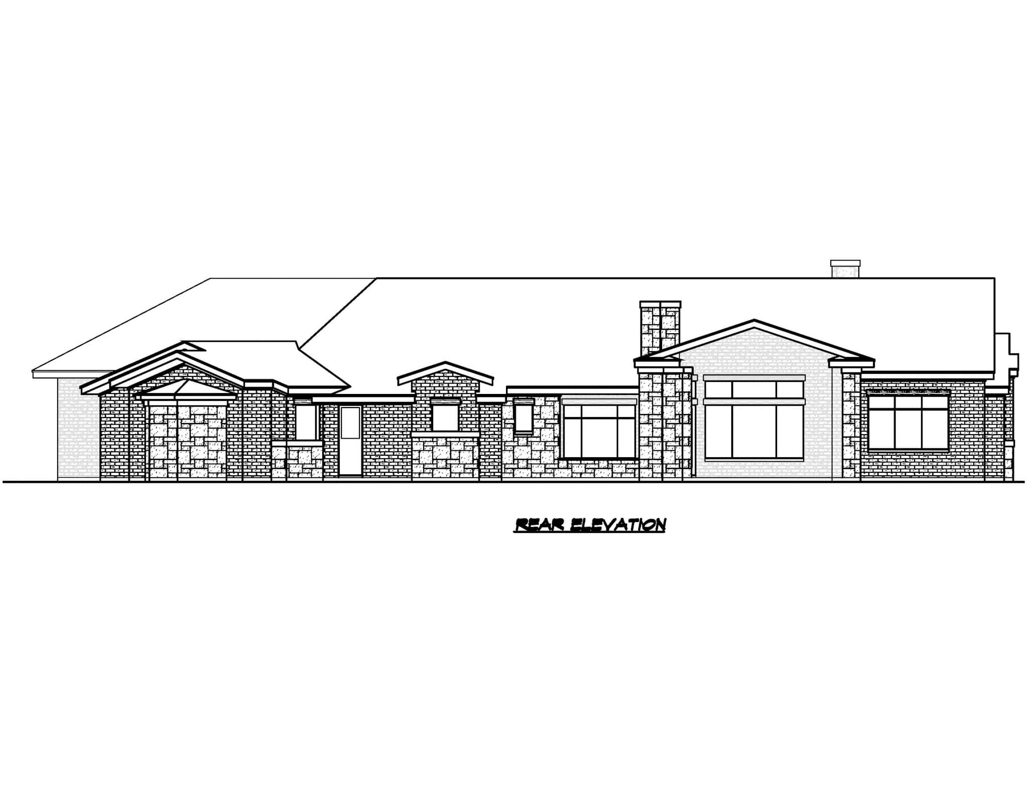 Home Plan Rear Elevation of this 3-Bedroom,3041 Sq Ft Plan -195-1314