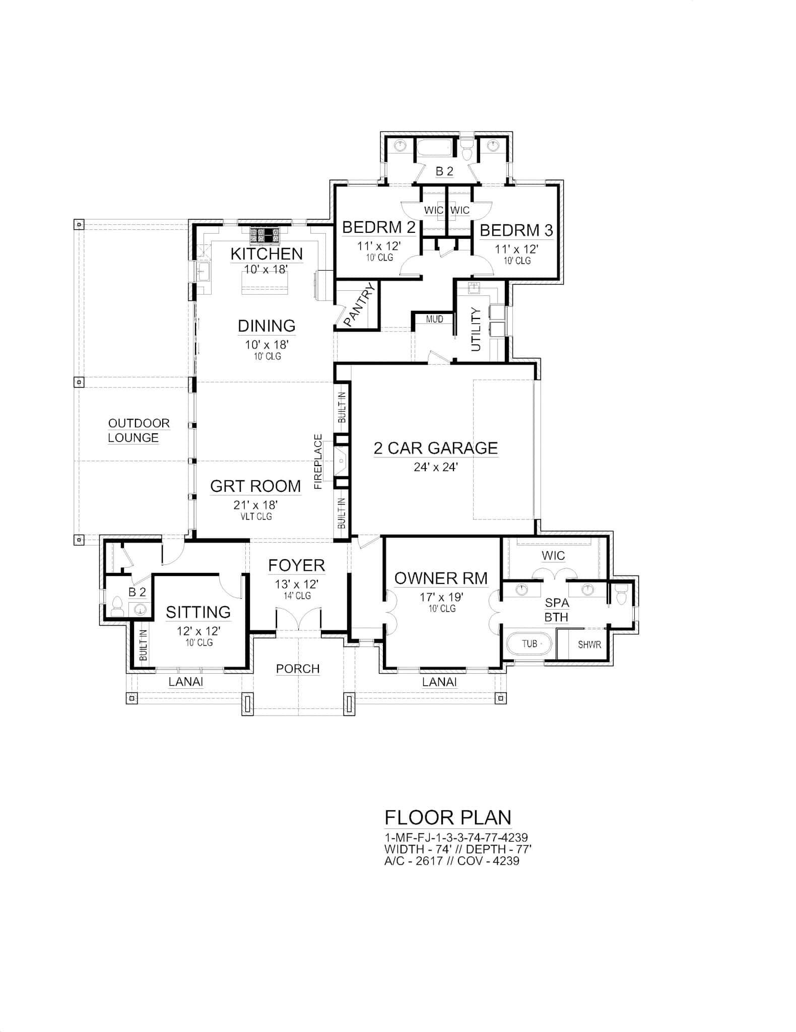 Main Level of Tuscan Plan #195-1315