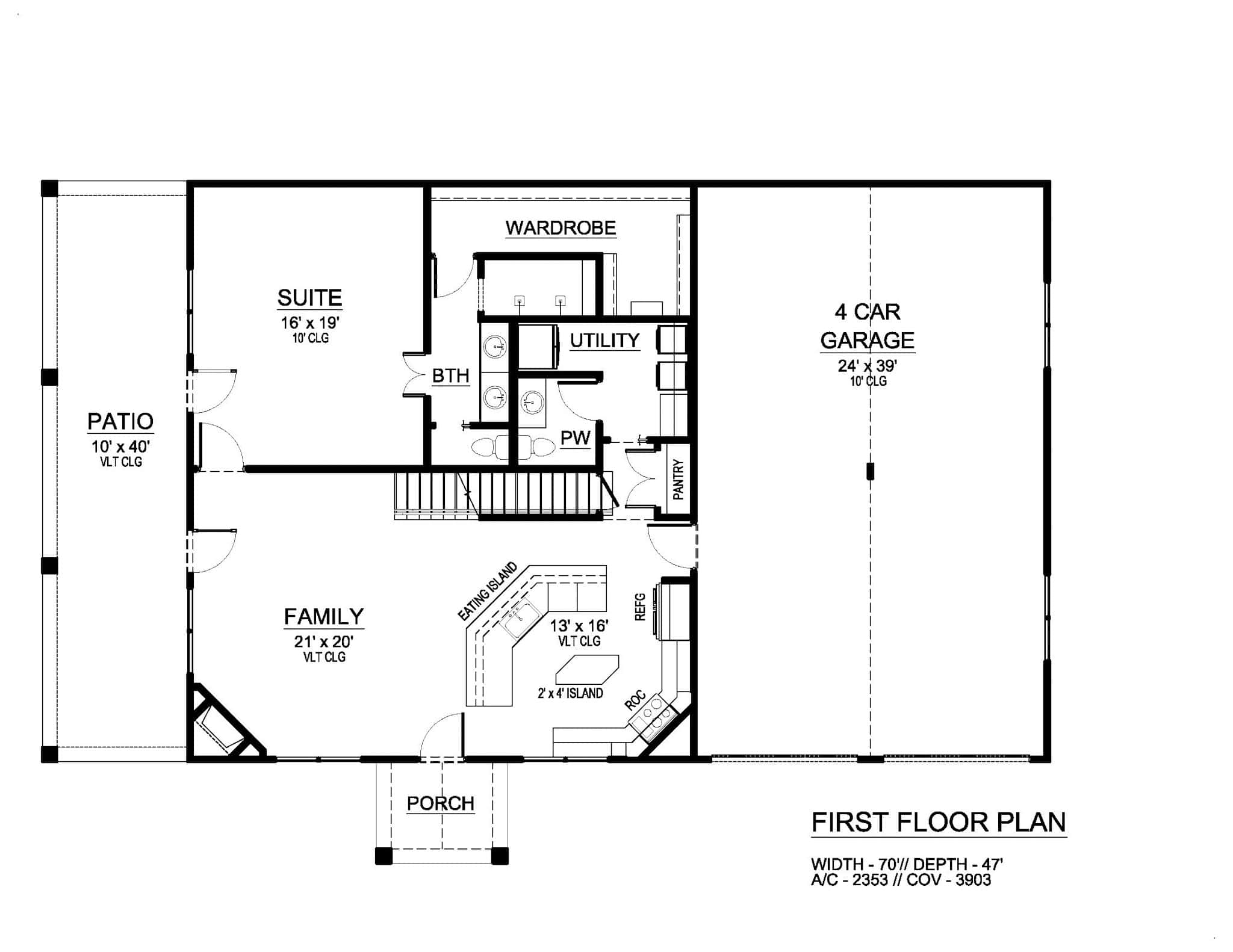 Main Level of Southern Plan #195-1316