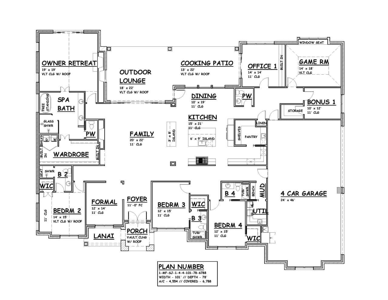 Main Level of Tudor Plan #195-1317