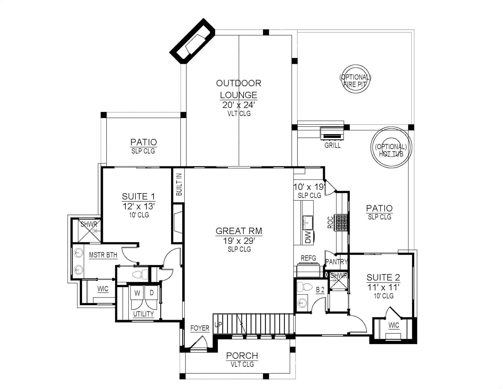 Main Level of Modern Farmhouse Plan #195-1318