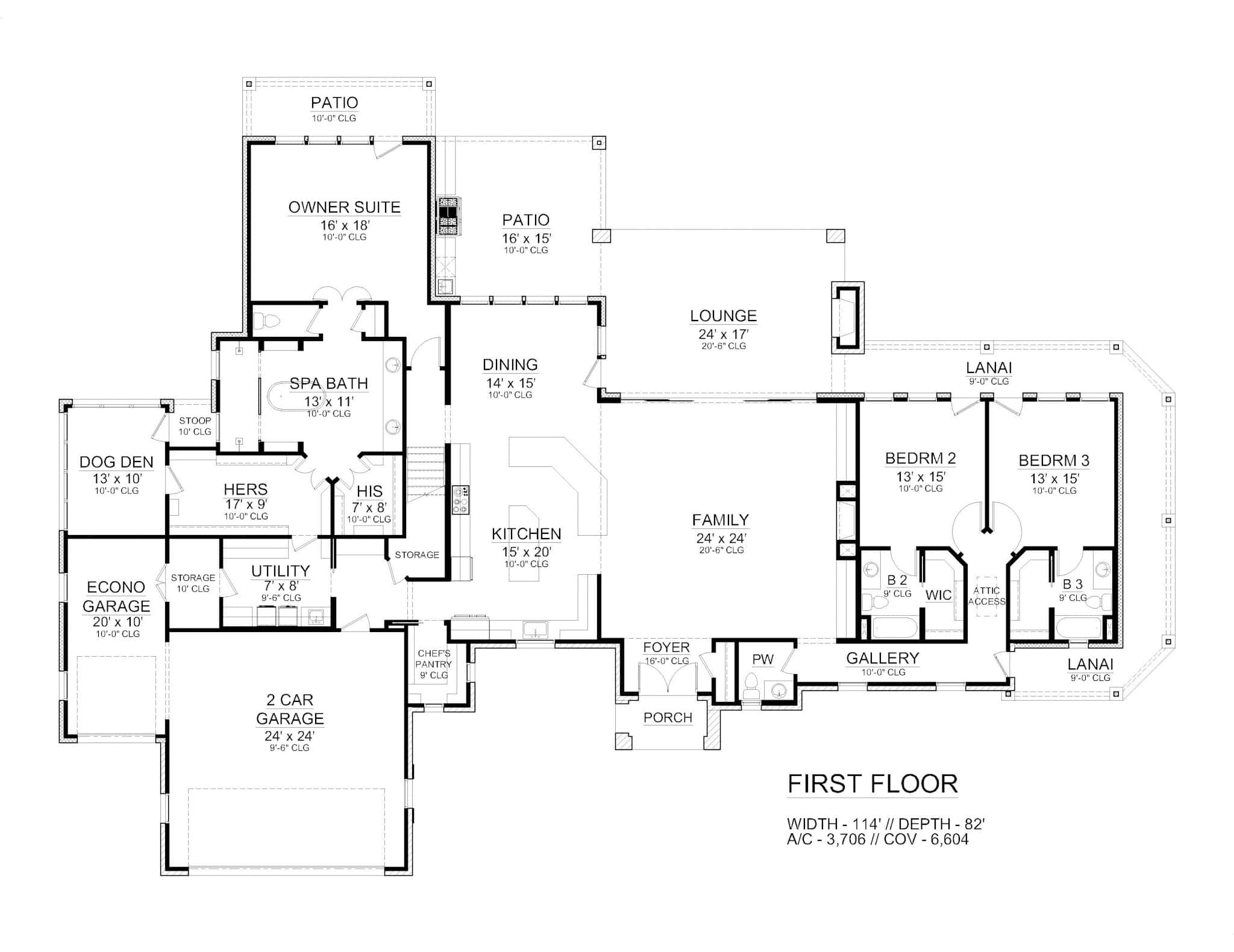 Main Level of California Style Plan #195-1319
