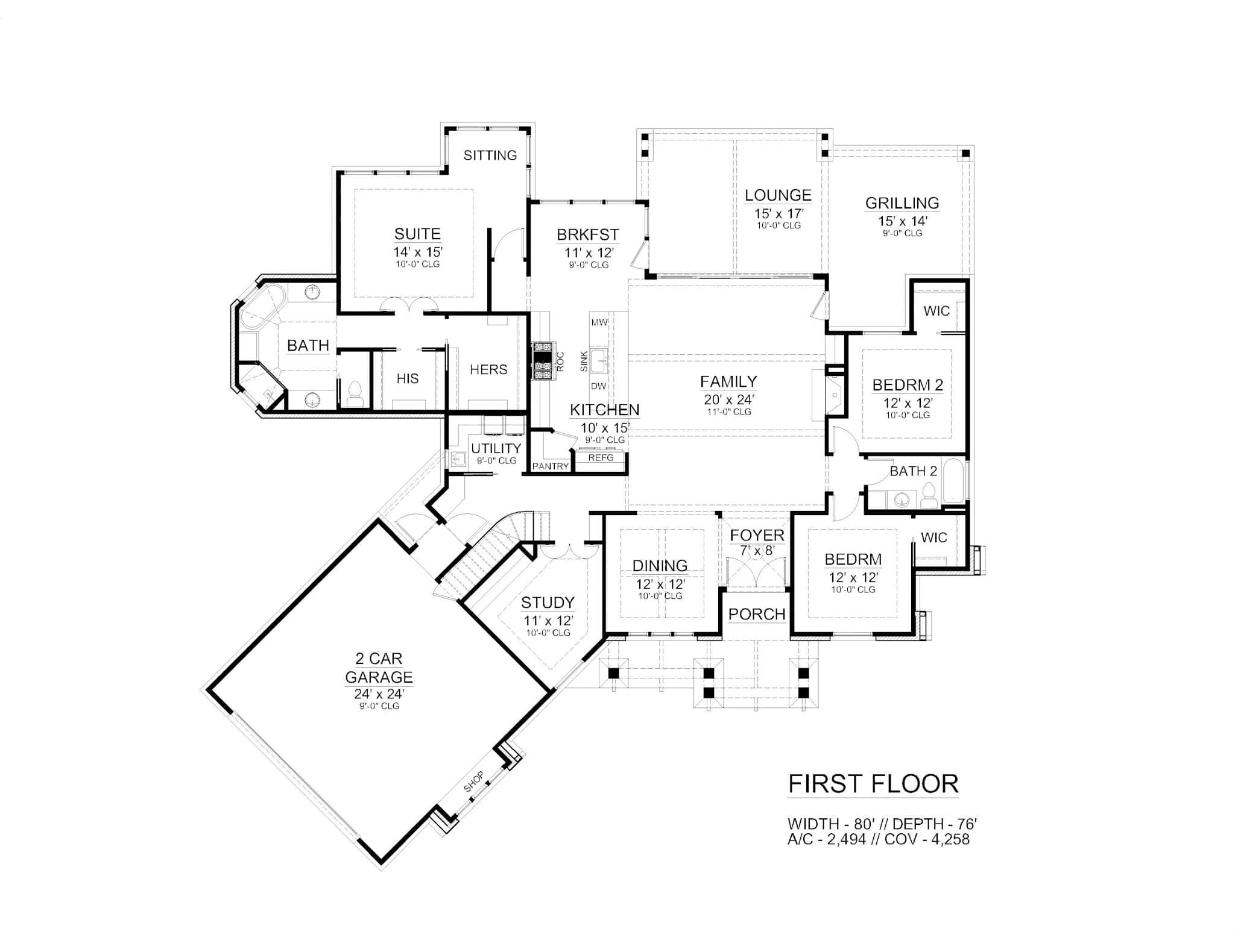 Main Level of Southern Plan #195-1321