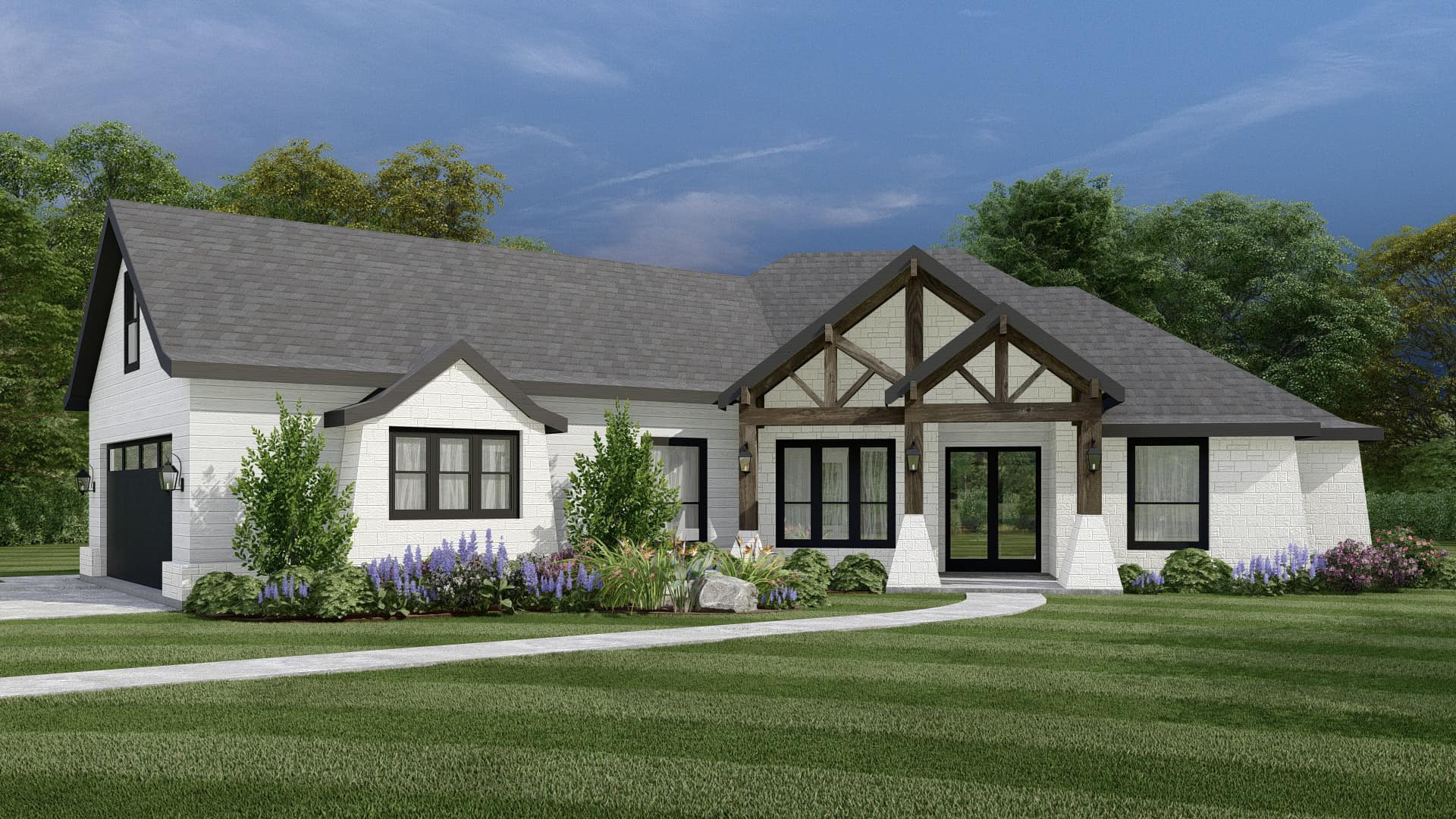 Front elevation of Southern home (ThePlanCollection: House Plan #195-1321)