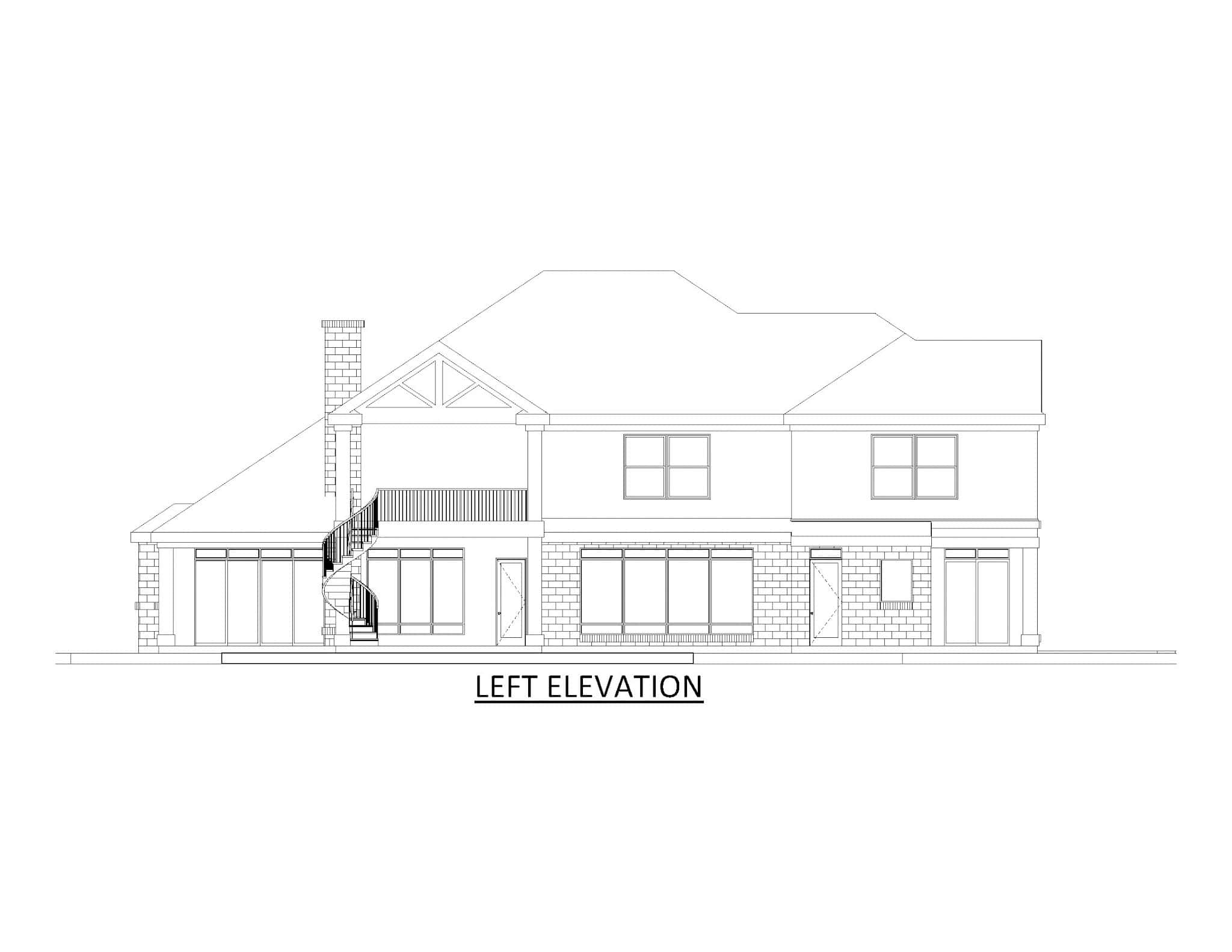 Home Plan Left Elevation of this 4-Bedroom,3783 Sq Ft Plan -195-1324