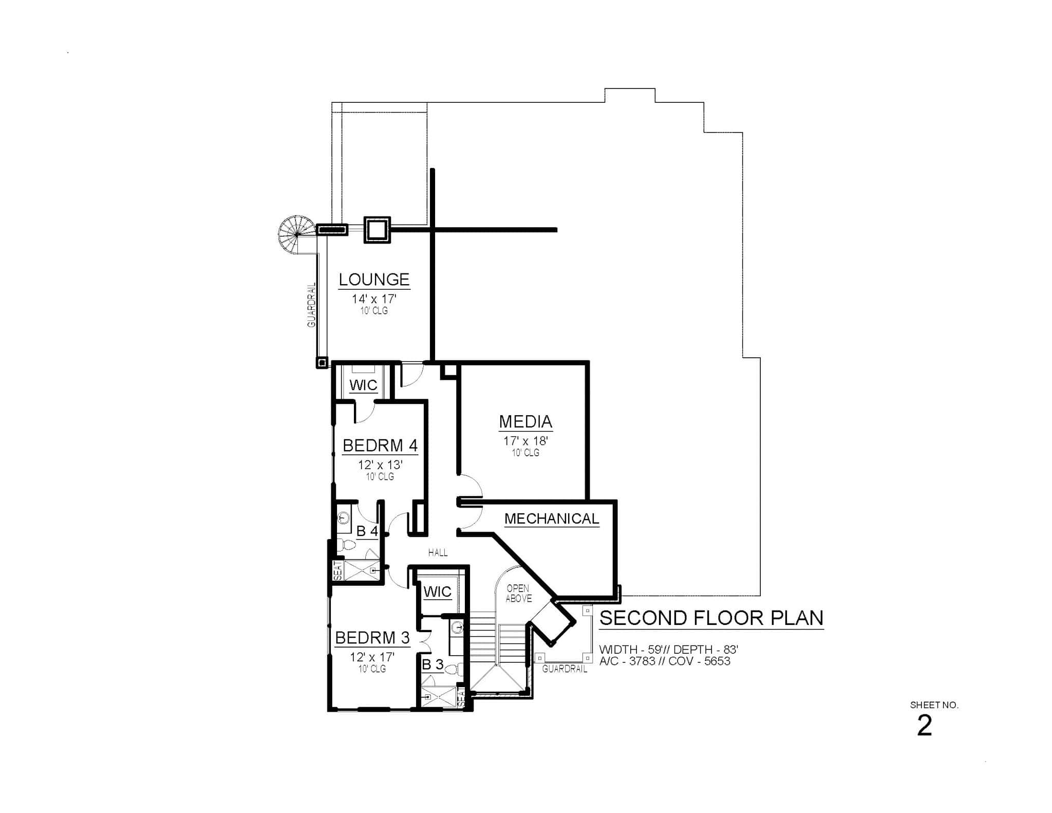 Upper Level of Craftsman Plan #195-1324