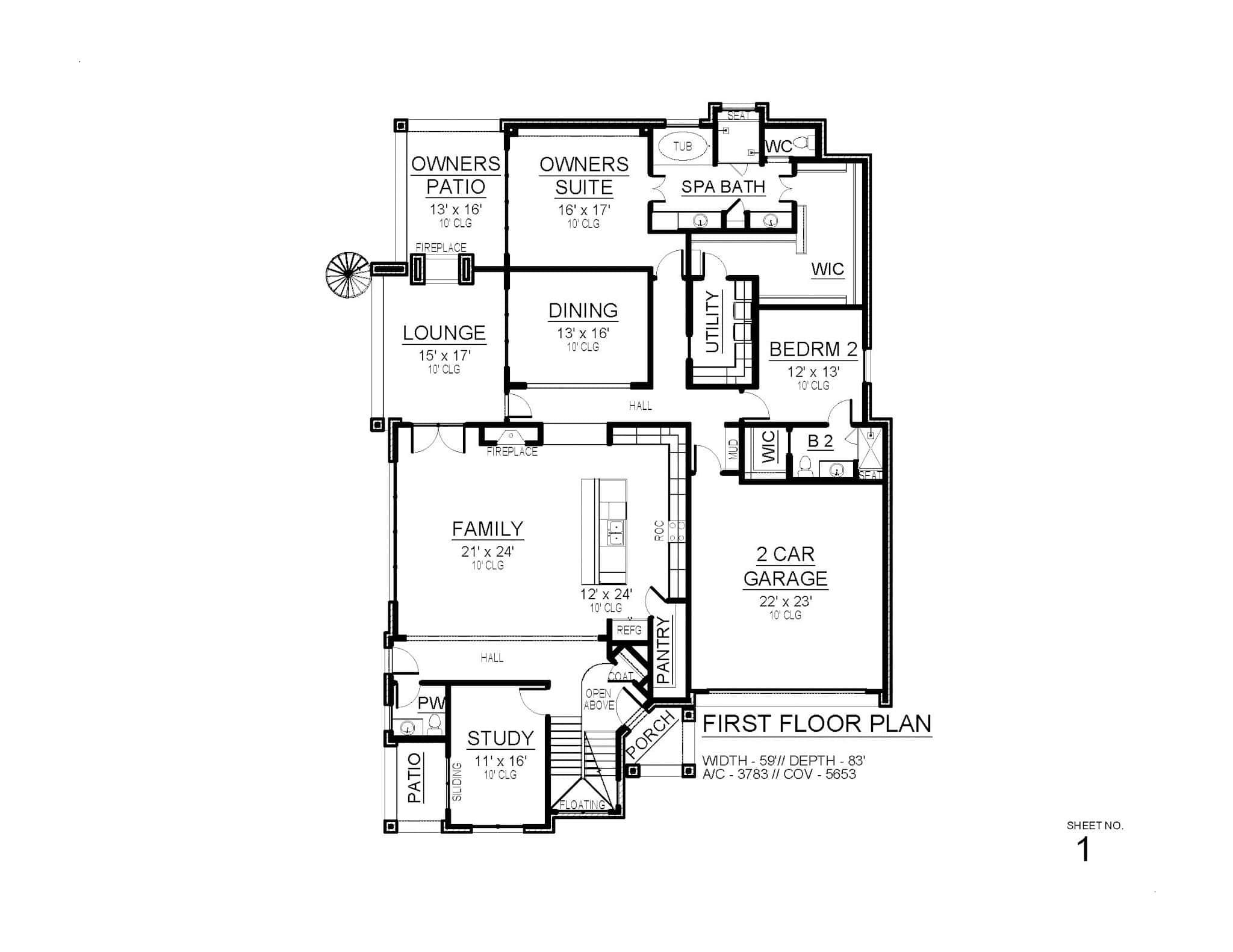 Main Level of Craftsman Plan #195-1324