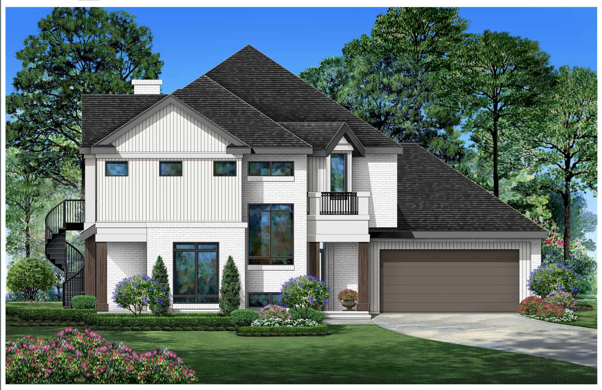 Front elevation of Craftsman home (ThePlanCollection: House Plan #195-1324)