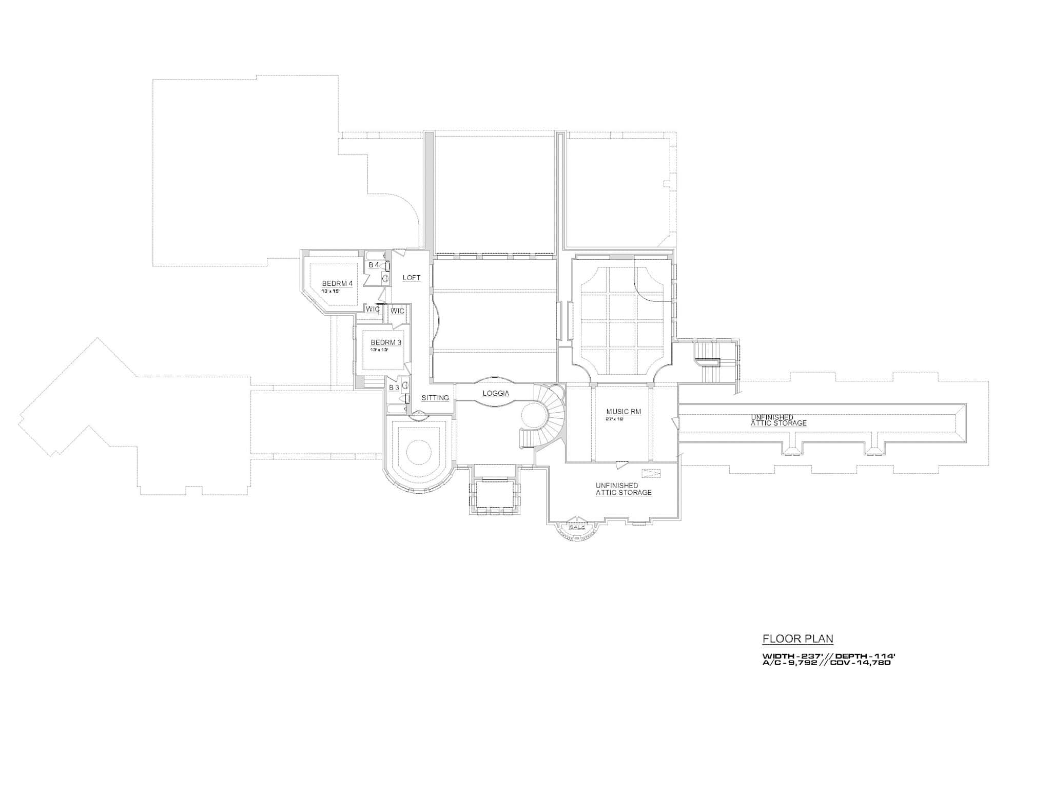 Upper Level of Victorian Plan #195-1326