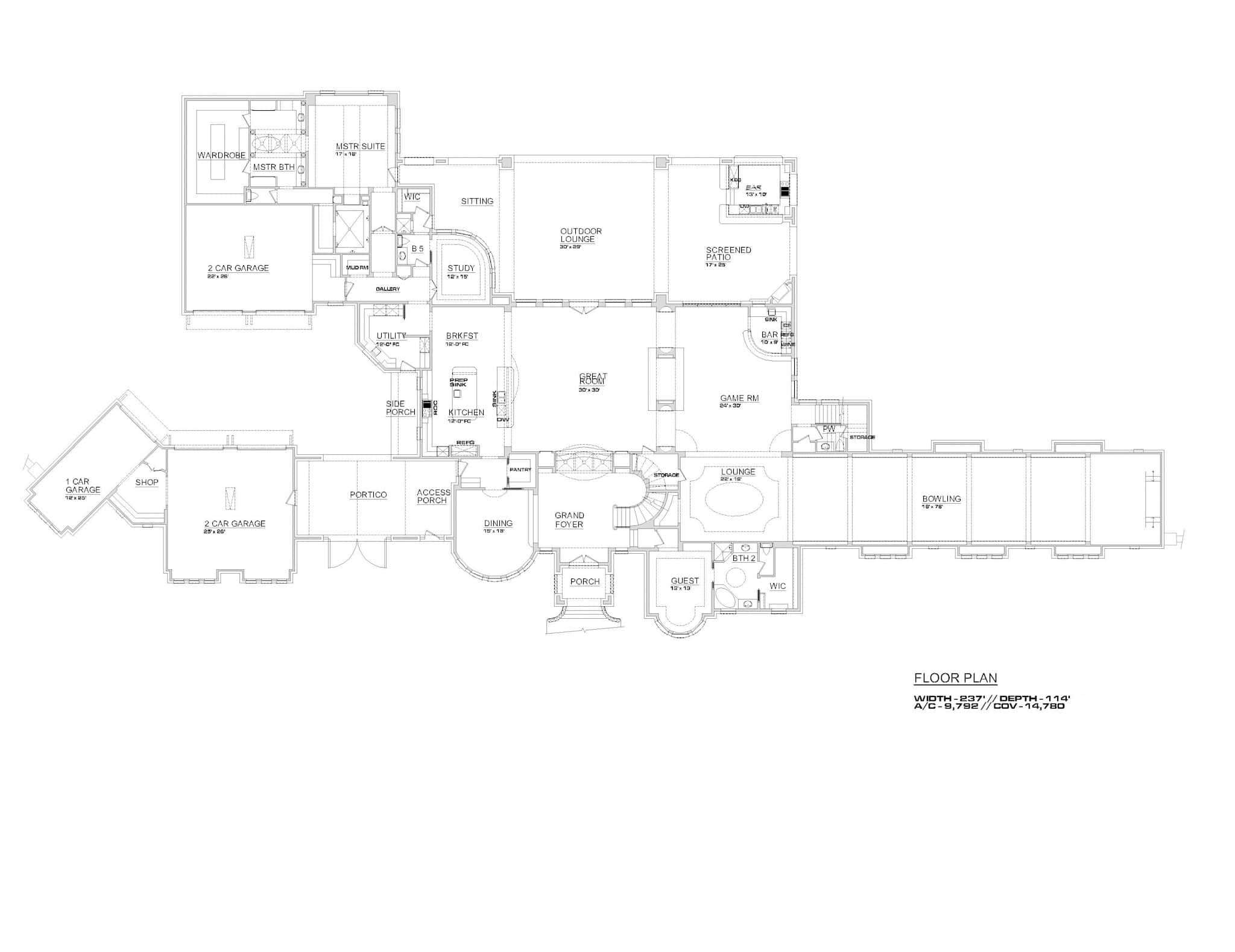 Main Level of Victorian Plan #195-1326