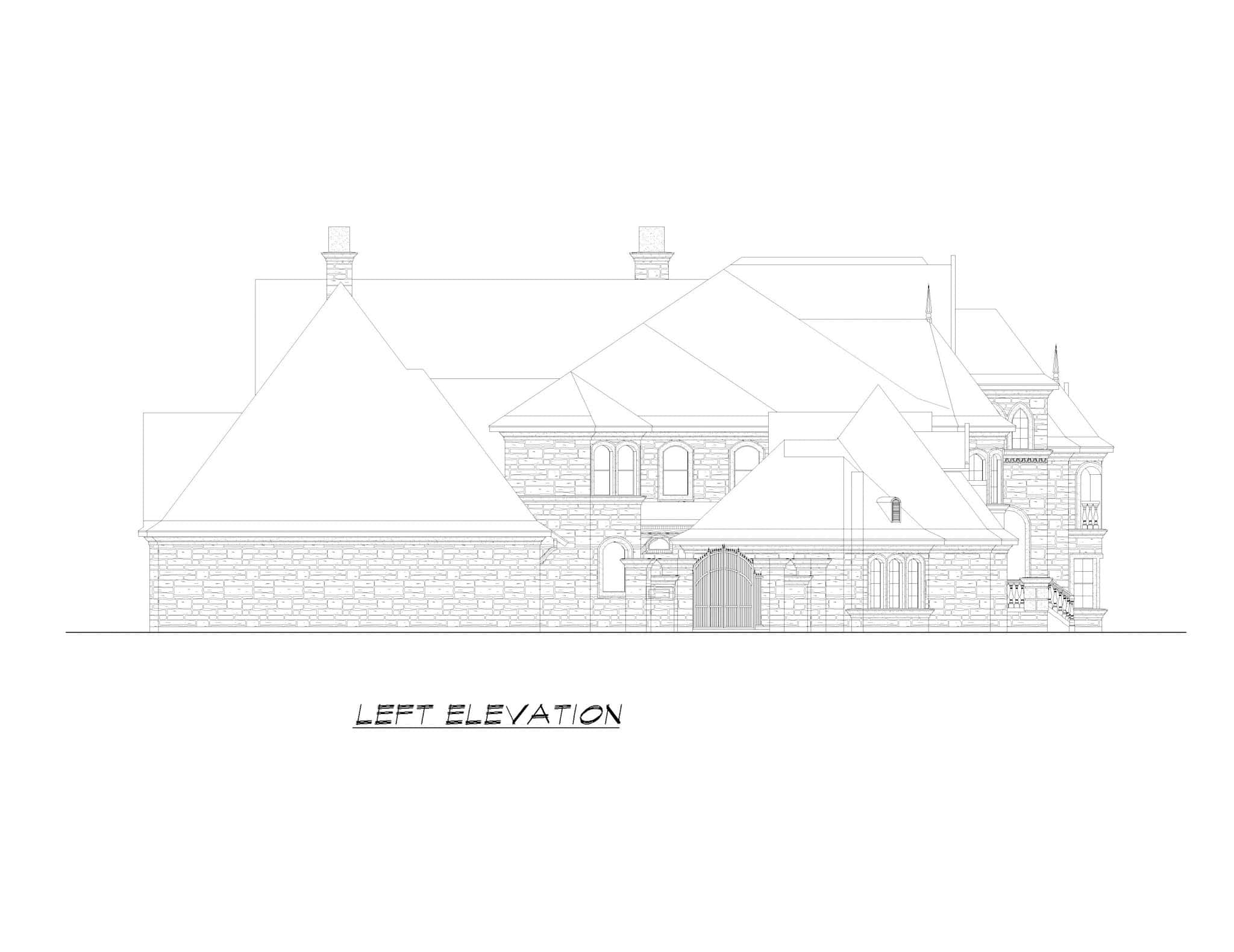 Home Plan Left Elevation of this 4-Bedroom,9792 Sq Ft Plan -195-1326