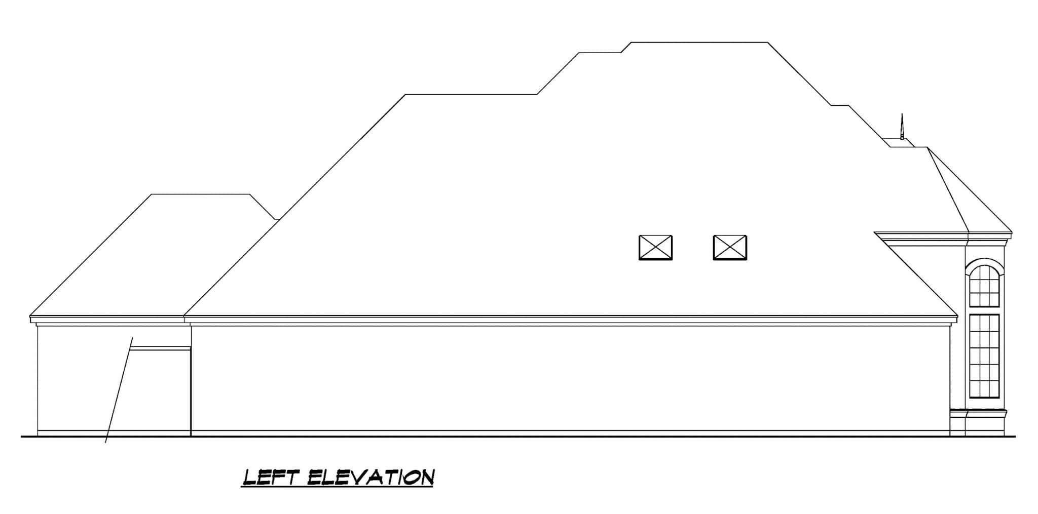 Home Plan Left Elevation of this 3-Bedroom,3943 Sq Ft Plan -195-1327