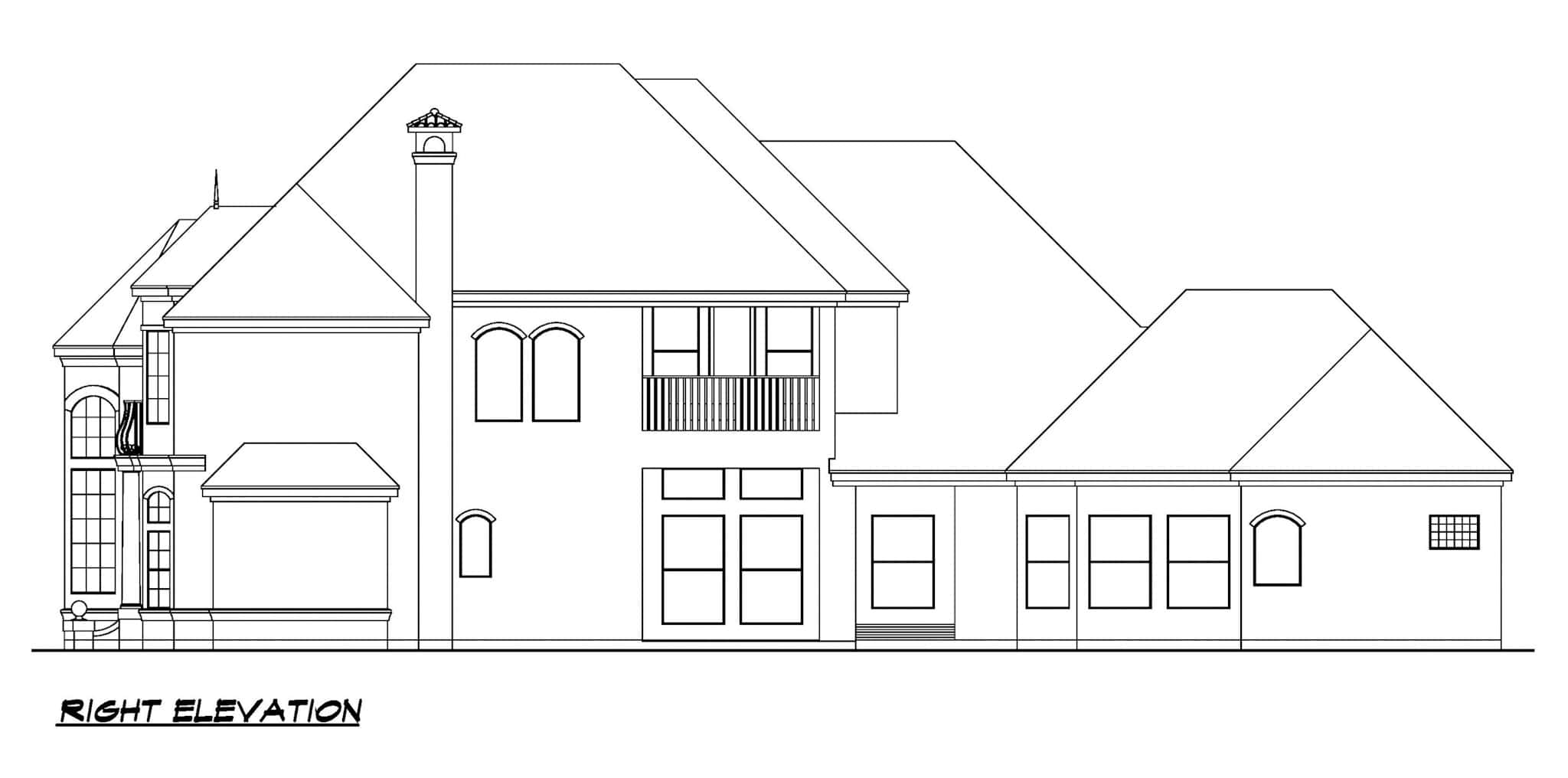 Home Plan Right Elevation of this 3-Bedroom,3943 Sq Ft Plan -195-1327