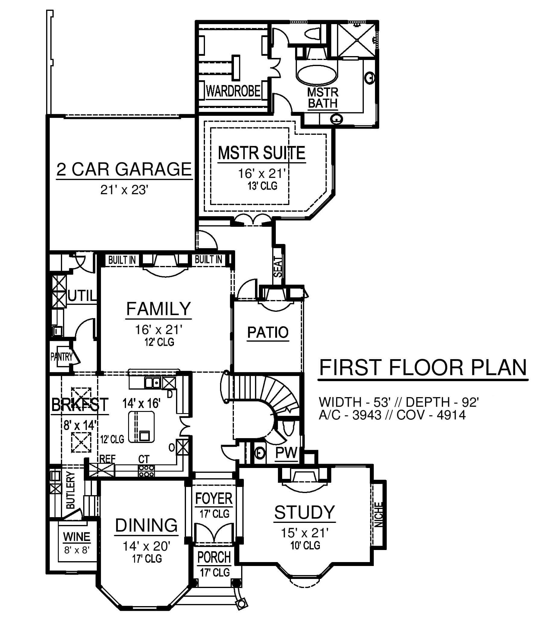 Main Level of Florida Style Plan #195-1327