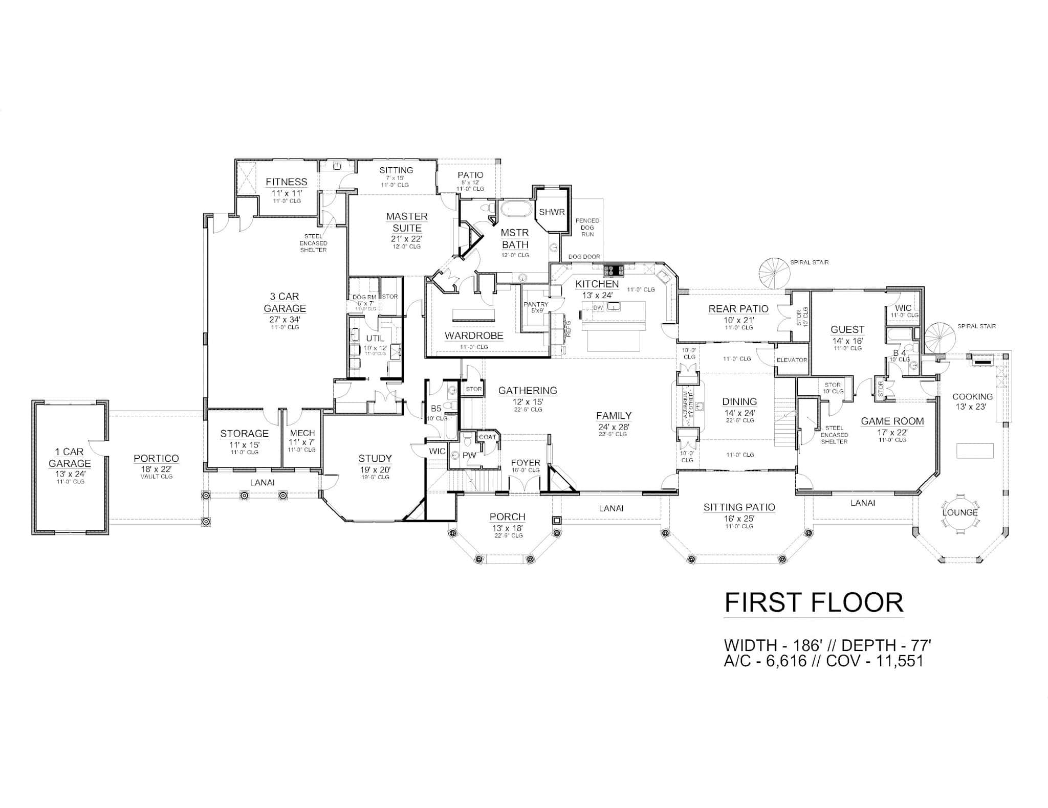 Main Level of French Plan #195-1328