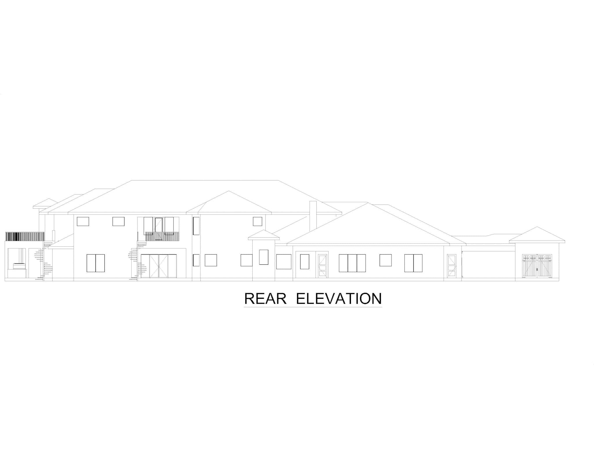 Home Plan Rear Elevation of this 4-Bedroom,6642 Sq Ft Plan -195-1328