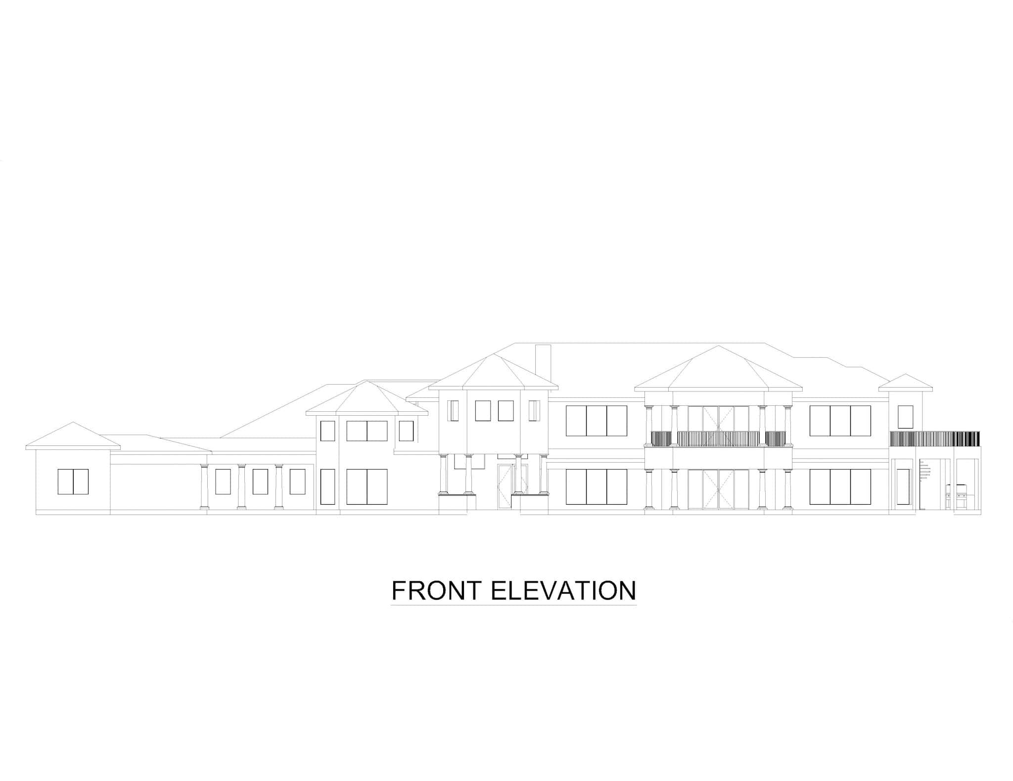 Home Plan Front Elevation of this 4-Bedroom,6642 Sq Ft Plan -195-1328