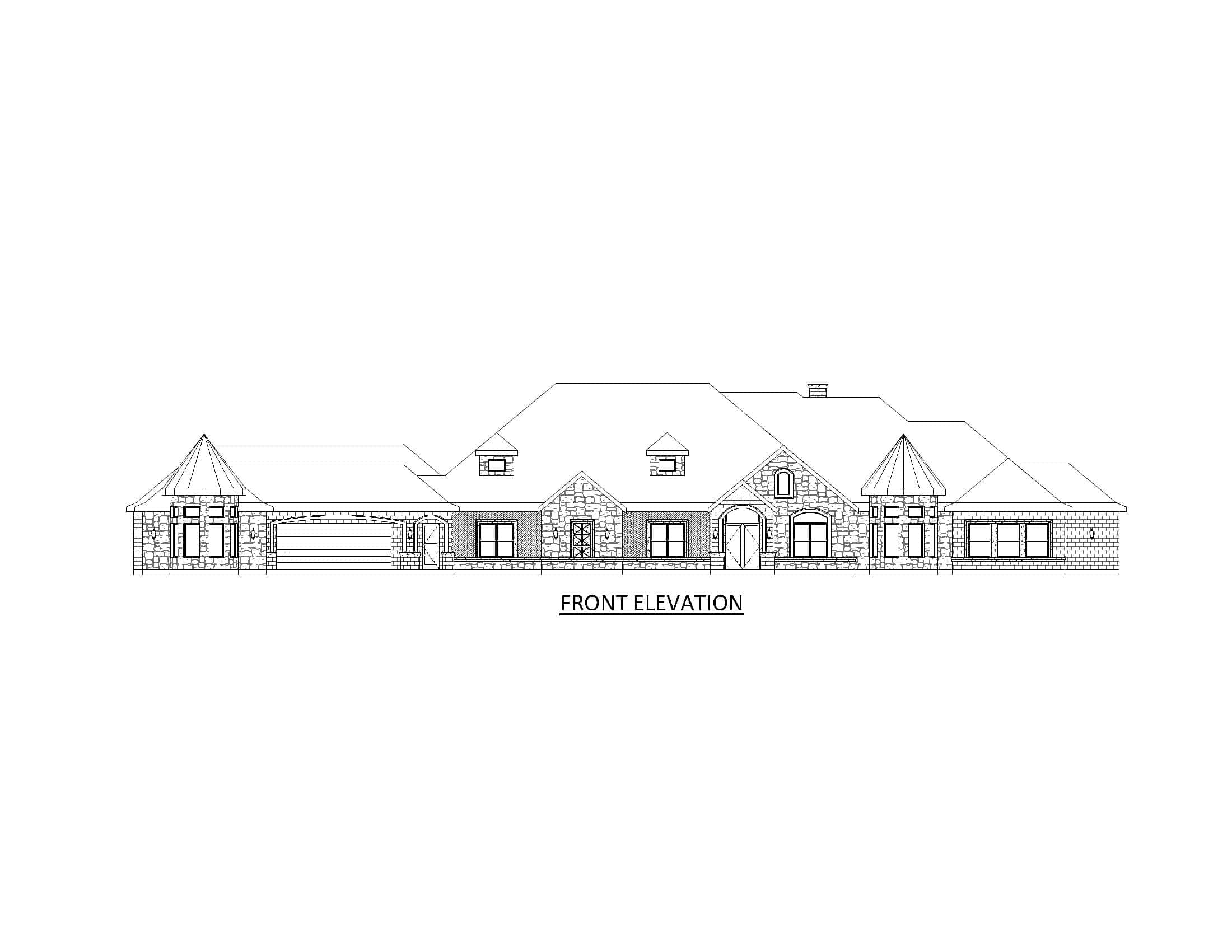 Home Plan Front Elevation of this 5-Bedroom,6146 Sq Ft Plan -195-1329