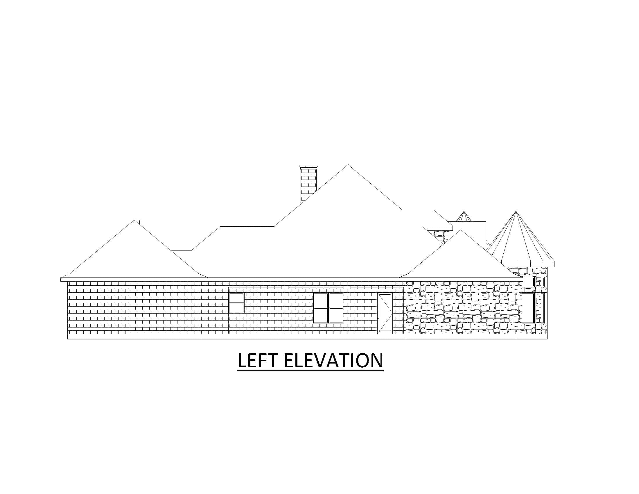 Home Plan Left Elevation of this 5-Bedroom,6146 Sq Ft Plan -195-1329