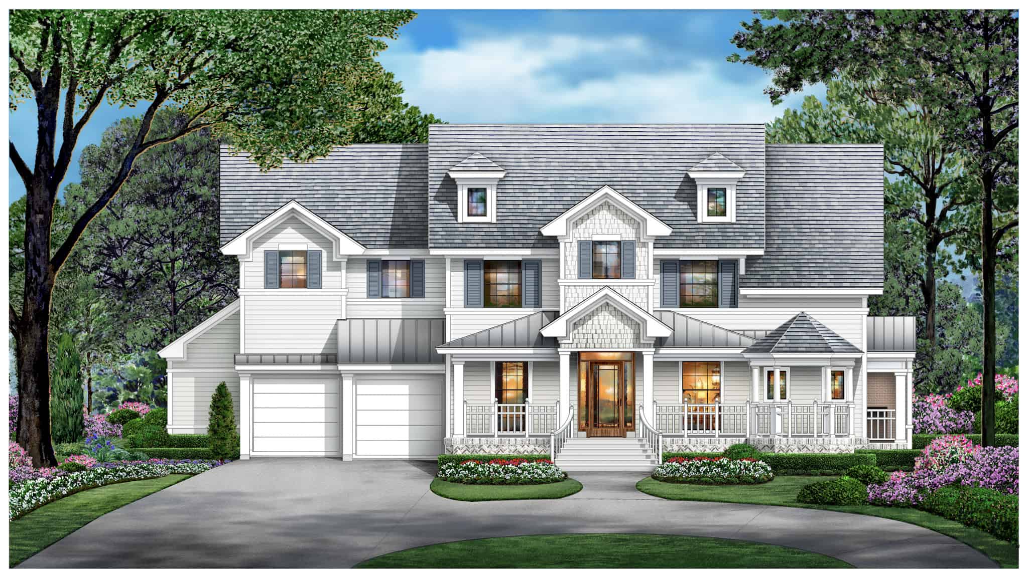 Front elevation of Cape Cod home (ThePlanCollection: House Plan #195-1330)