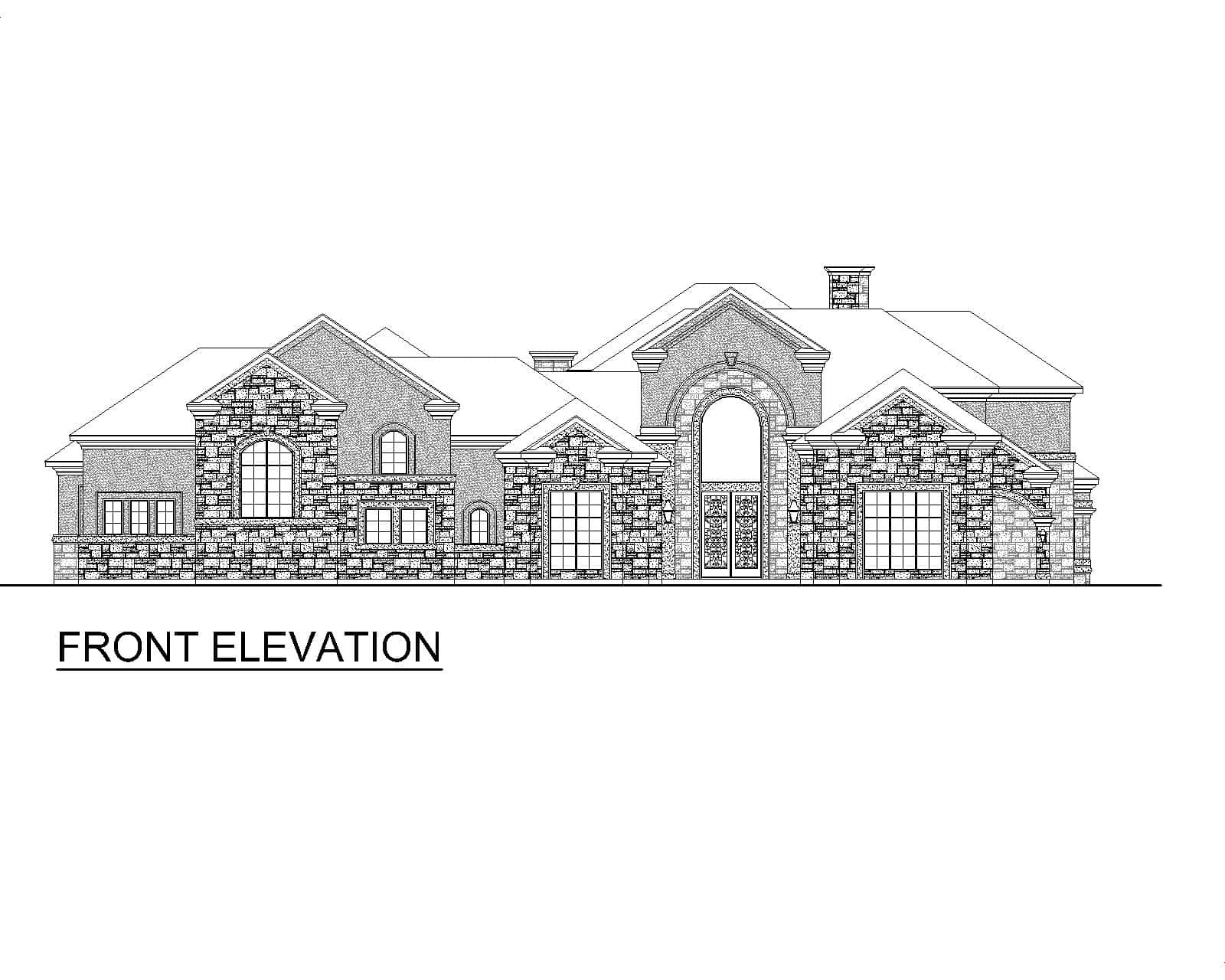 Home Plan Front Elevation of this 5-Bedroom,8194 Sq Ft Plan -195-1331
