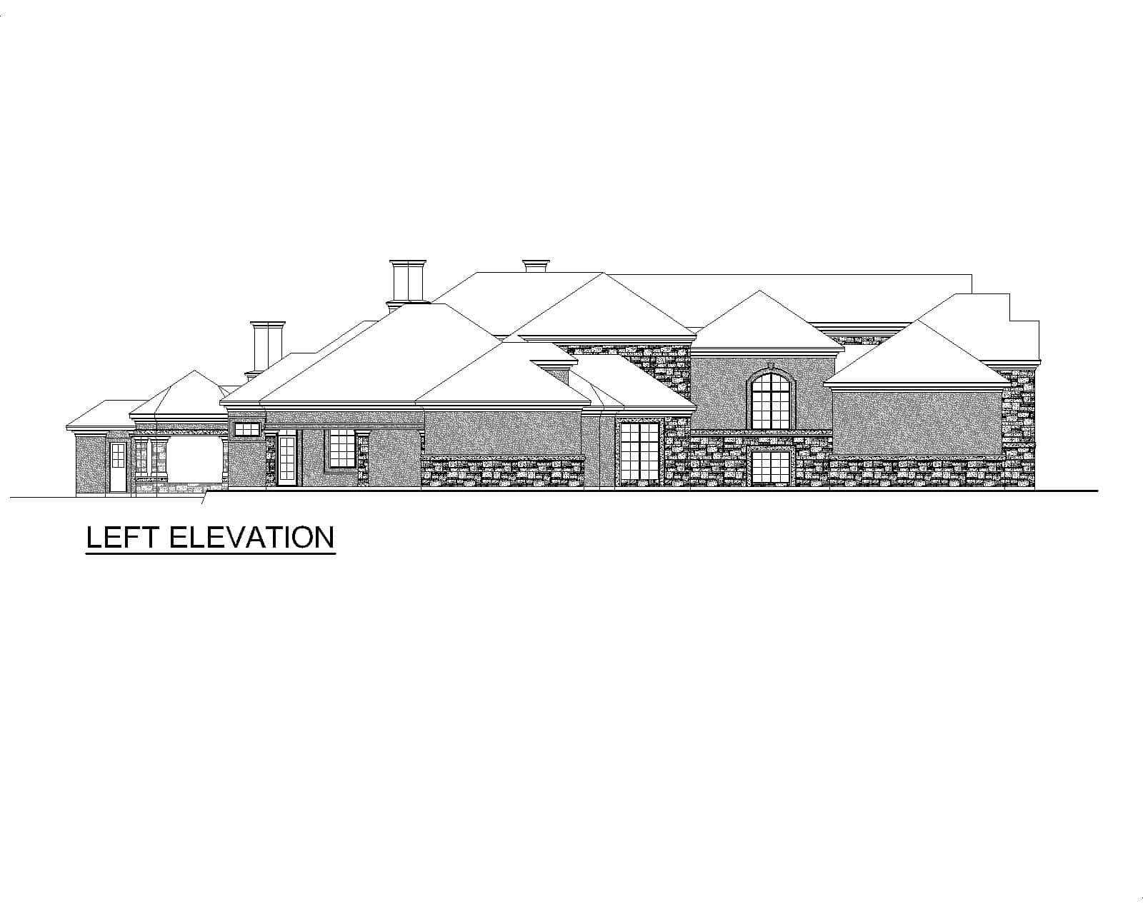 Home Plan Left Elevation of this 5-Bedroom,8194 Sq Ft Plan -195-1331