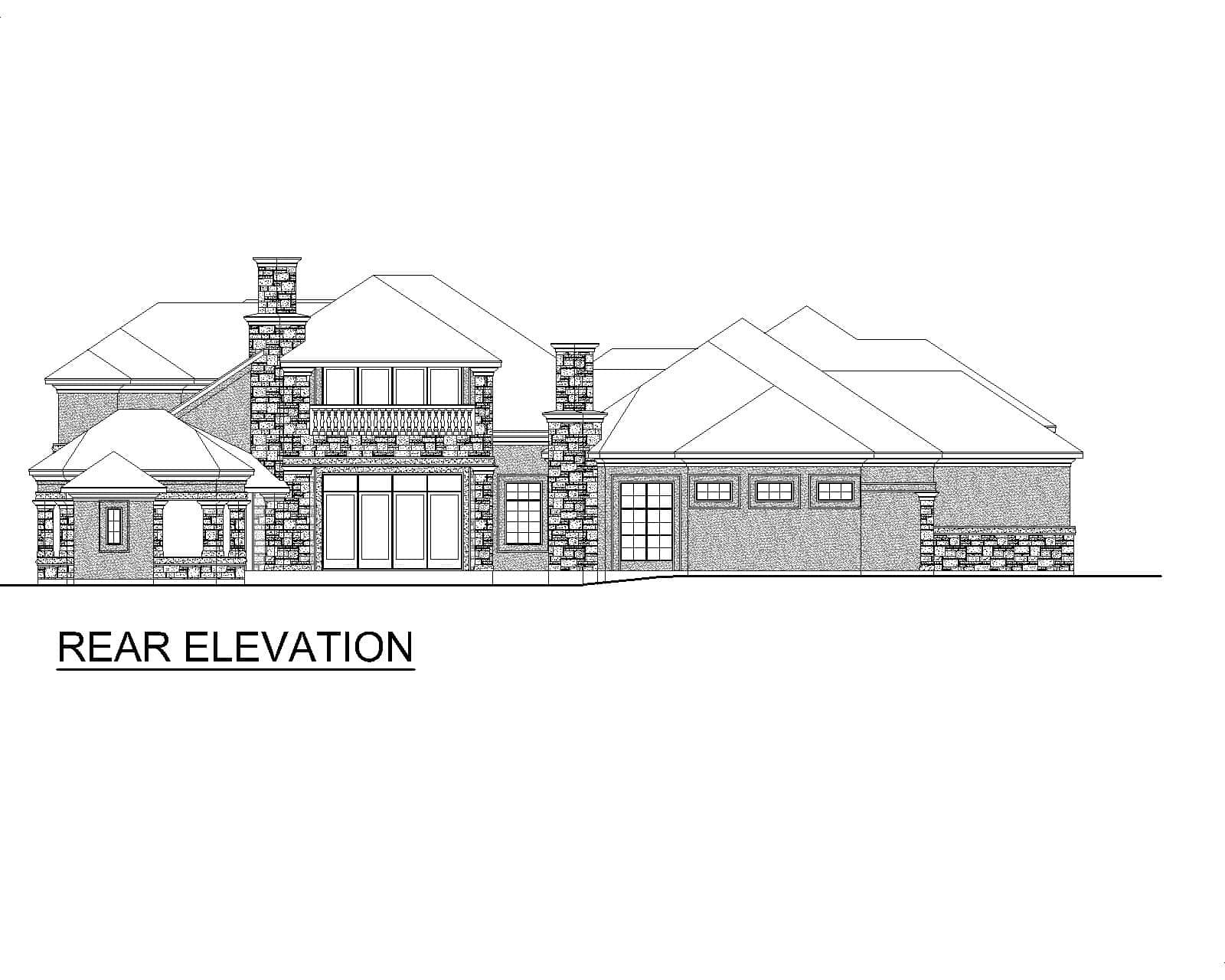 Home Plan Rear Elevation of this 5-Bedroom,8194 Sq Ft Plan -195-1331
